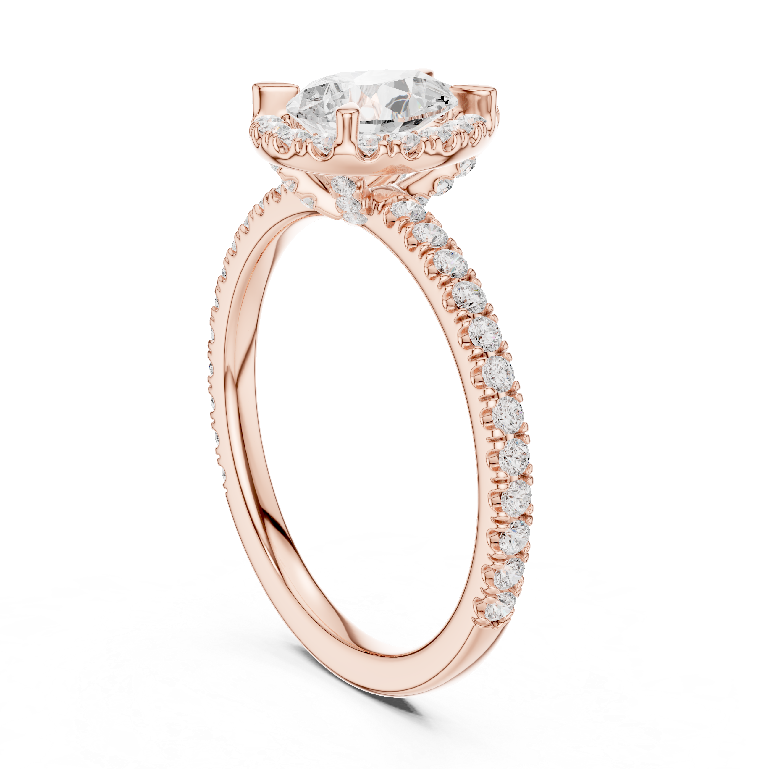 Pear Halo Engagement Ring with Pavé Diamond Band