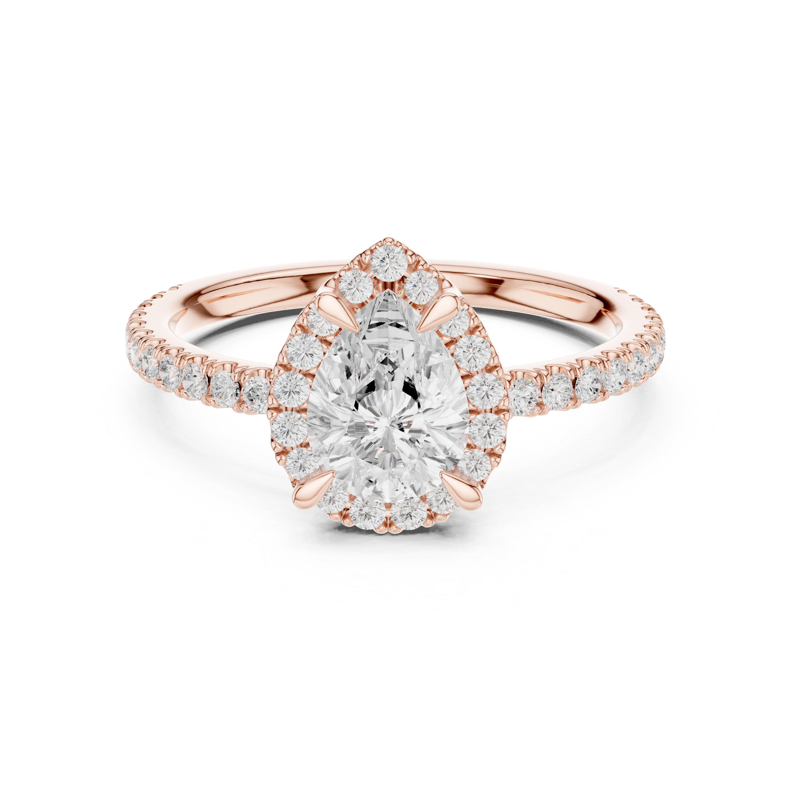 Pear Halo Engagement Ring with Pavé Diamond Band