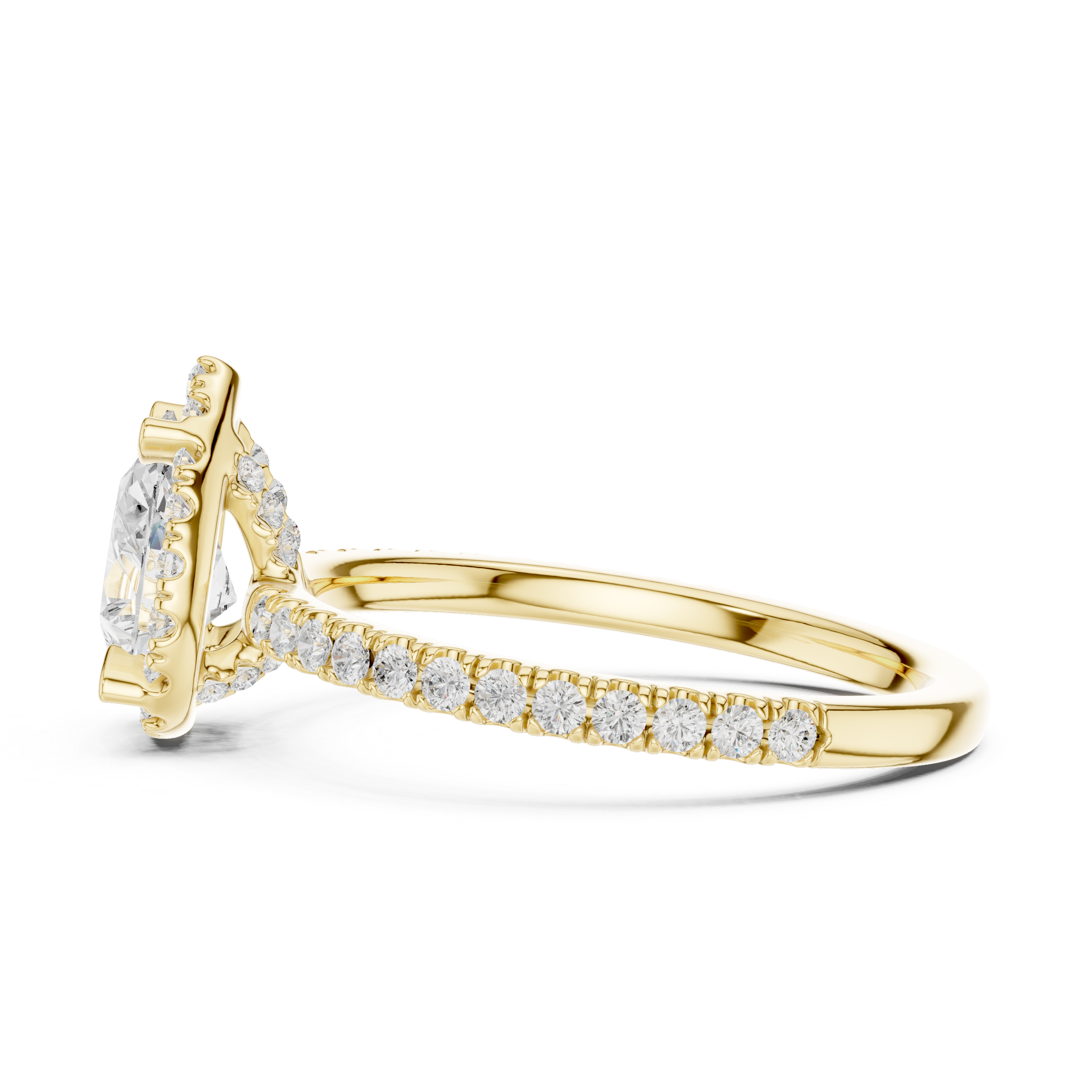 Pear Halo Engagement Ring with Pavé Diamond Band