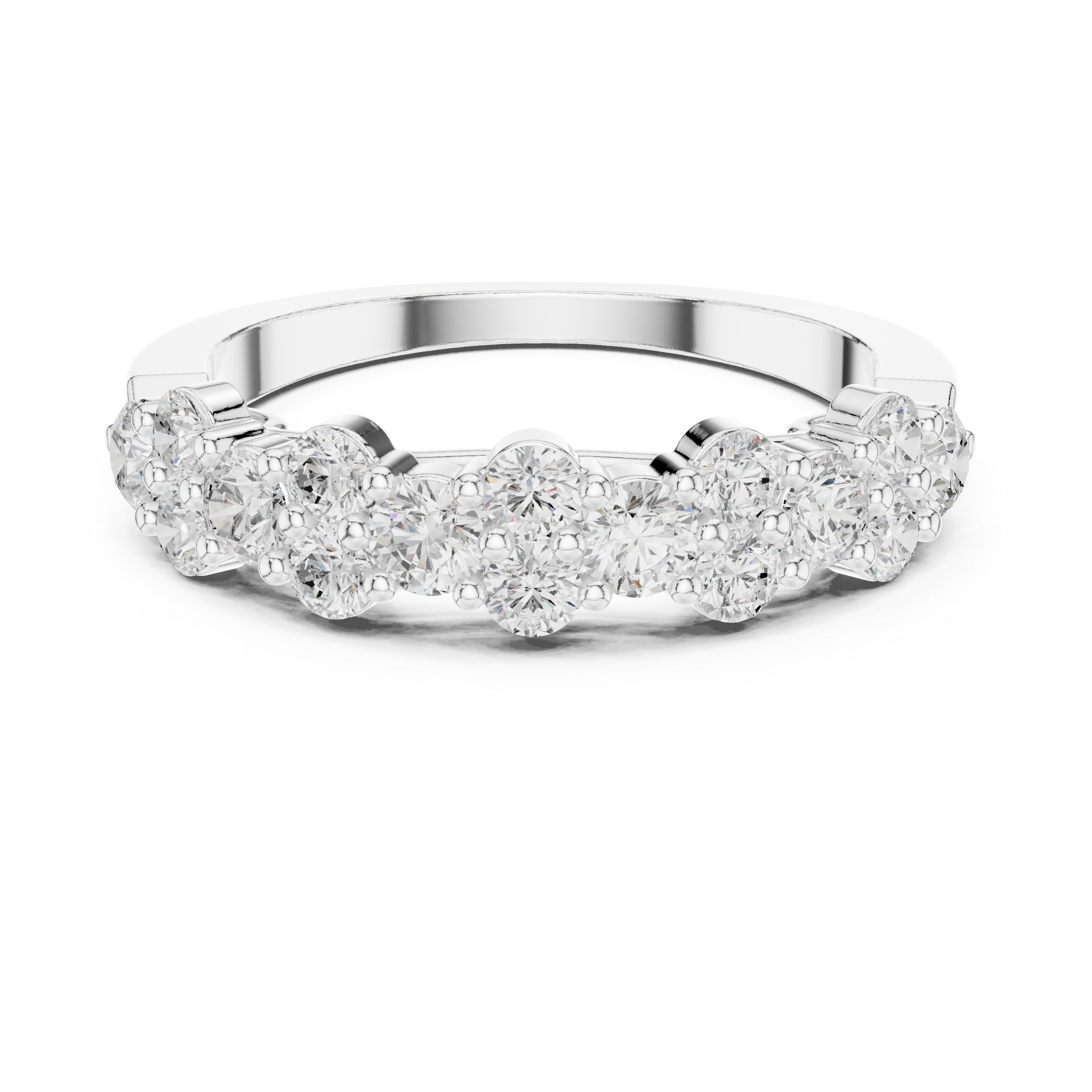 Diamond Cluster Half Eternity Ring