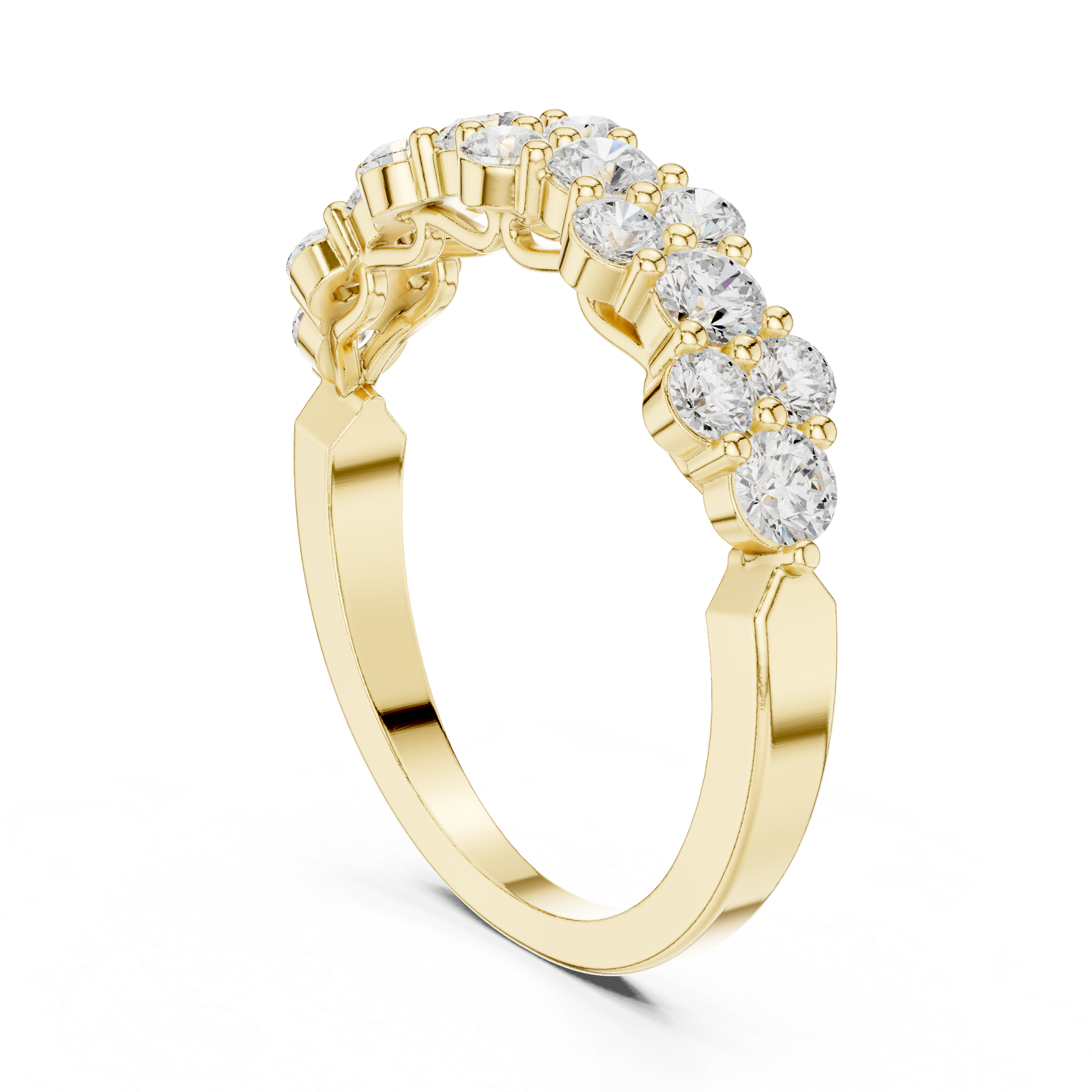Diamond Cluster Half Eternity Ring