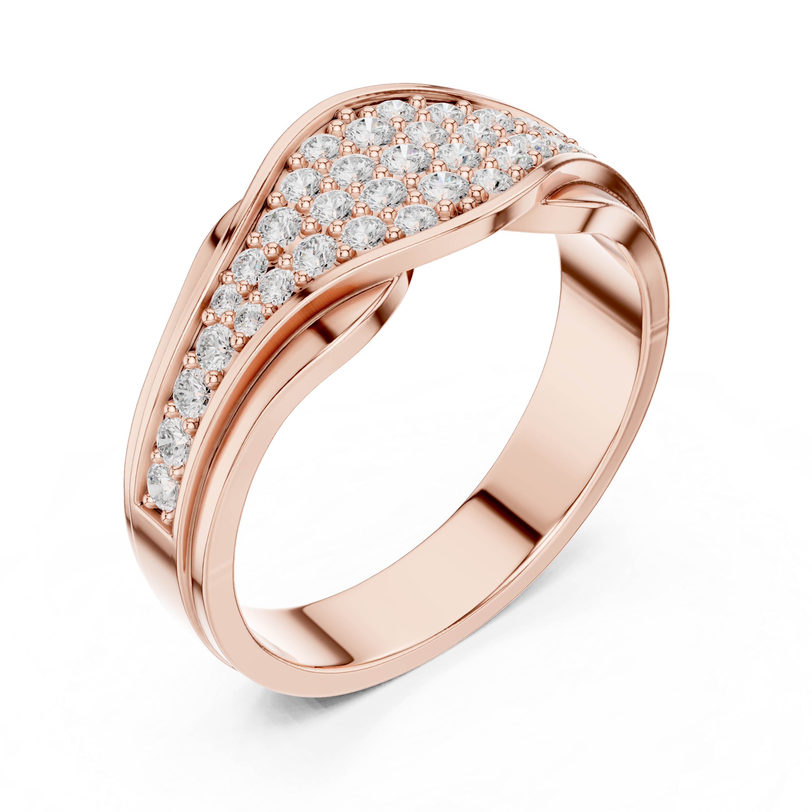 Curved Pavé Diamond Wedding Band
