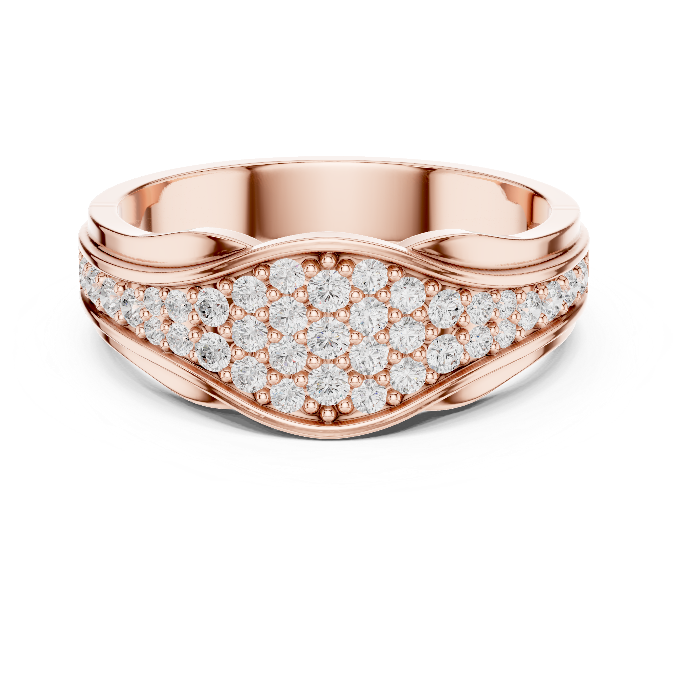 Curved Pavé Diamond Wedding Band