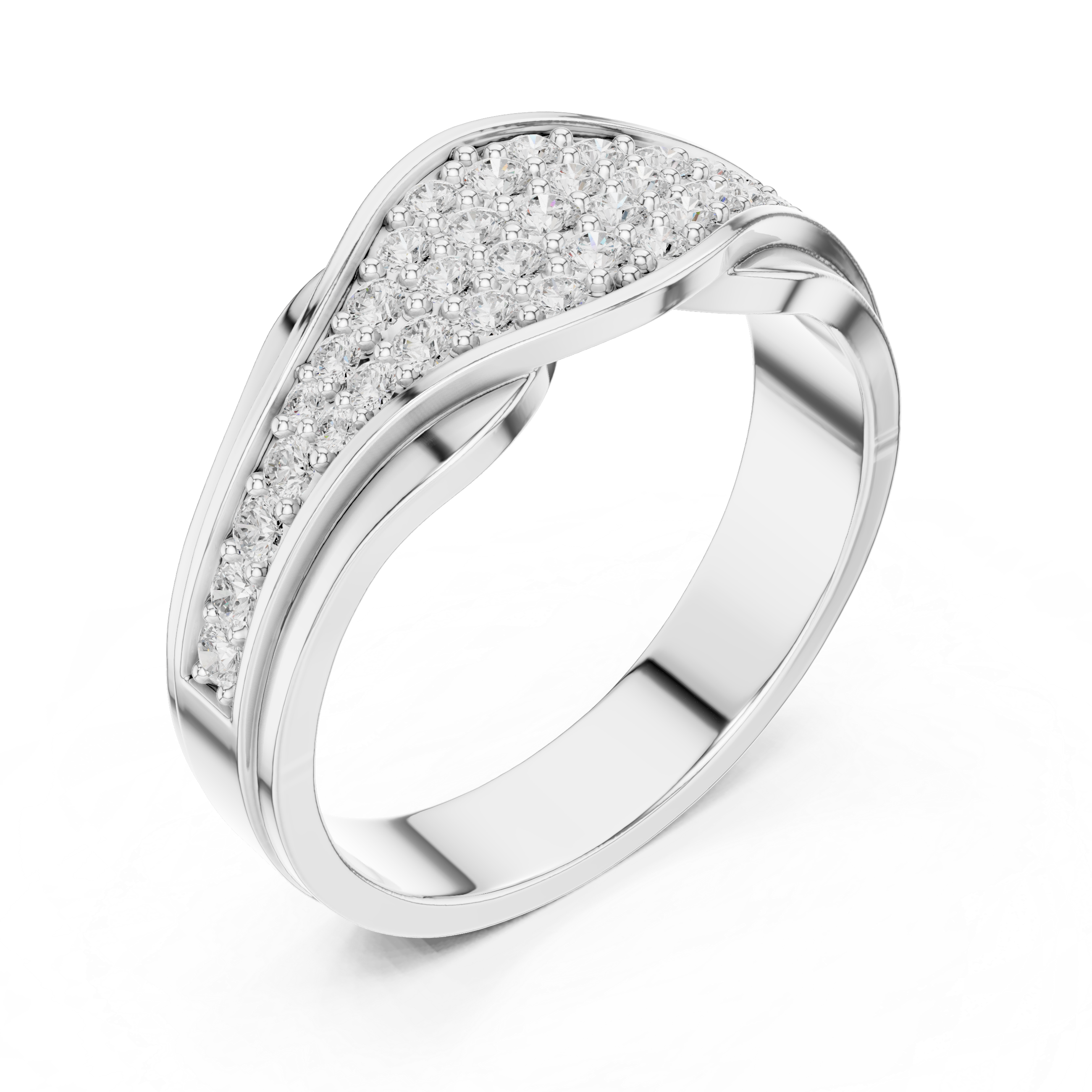 Curved Pavé Diamond Wedding Band
