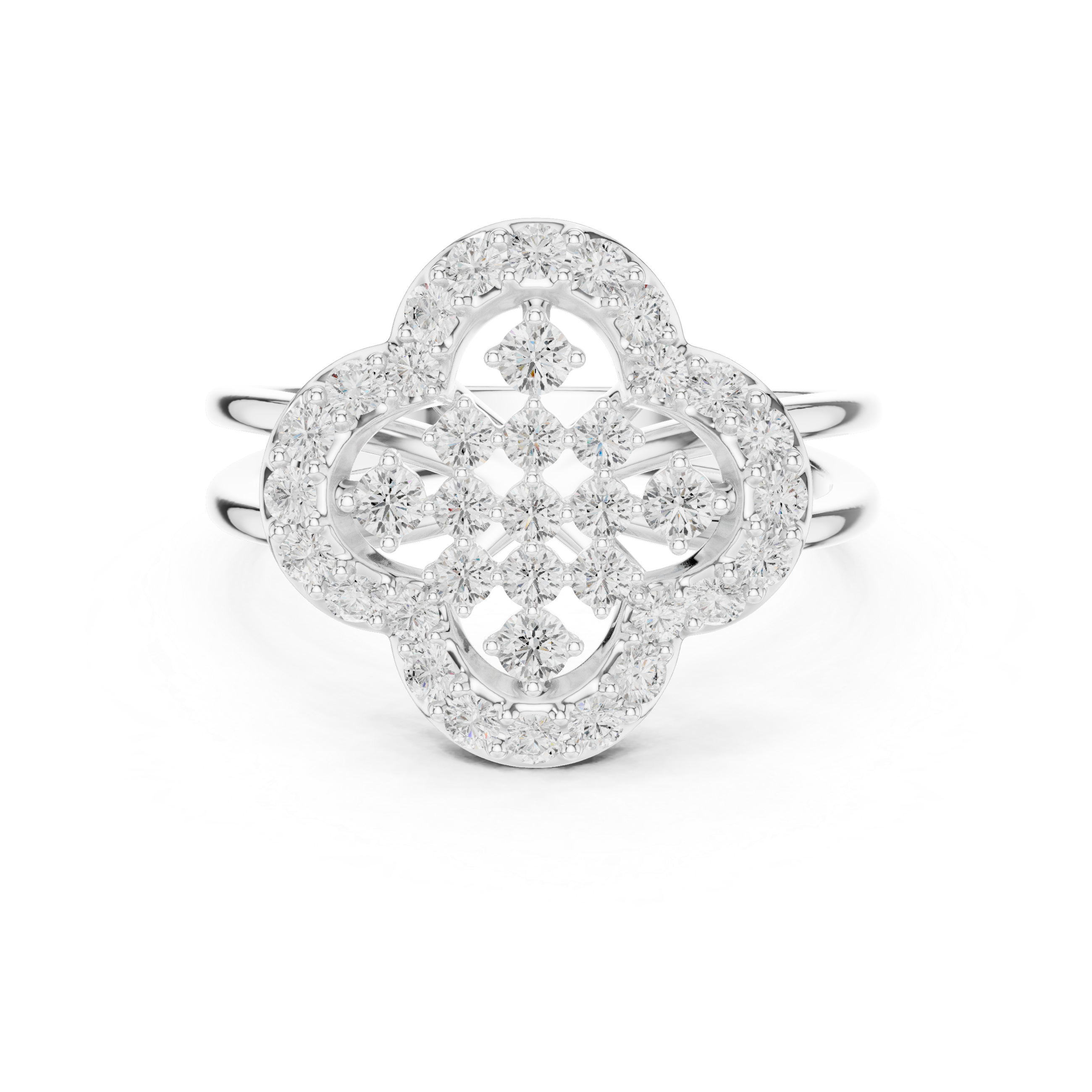 Clover Halo Diamond Ring