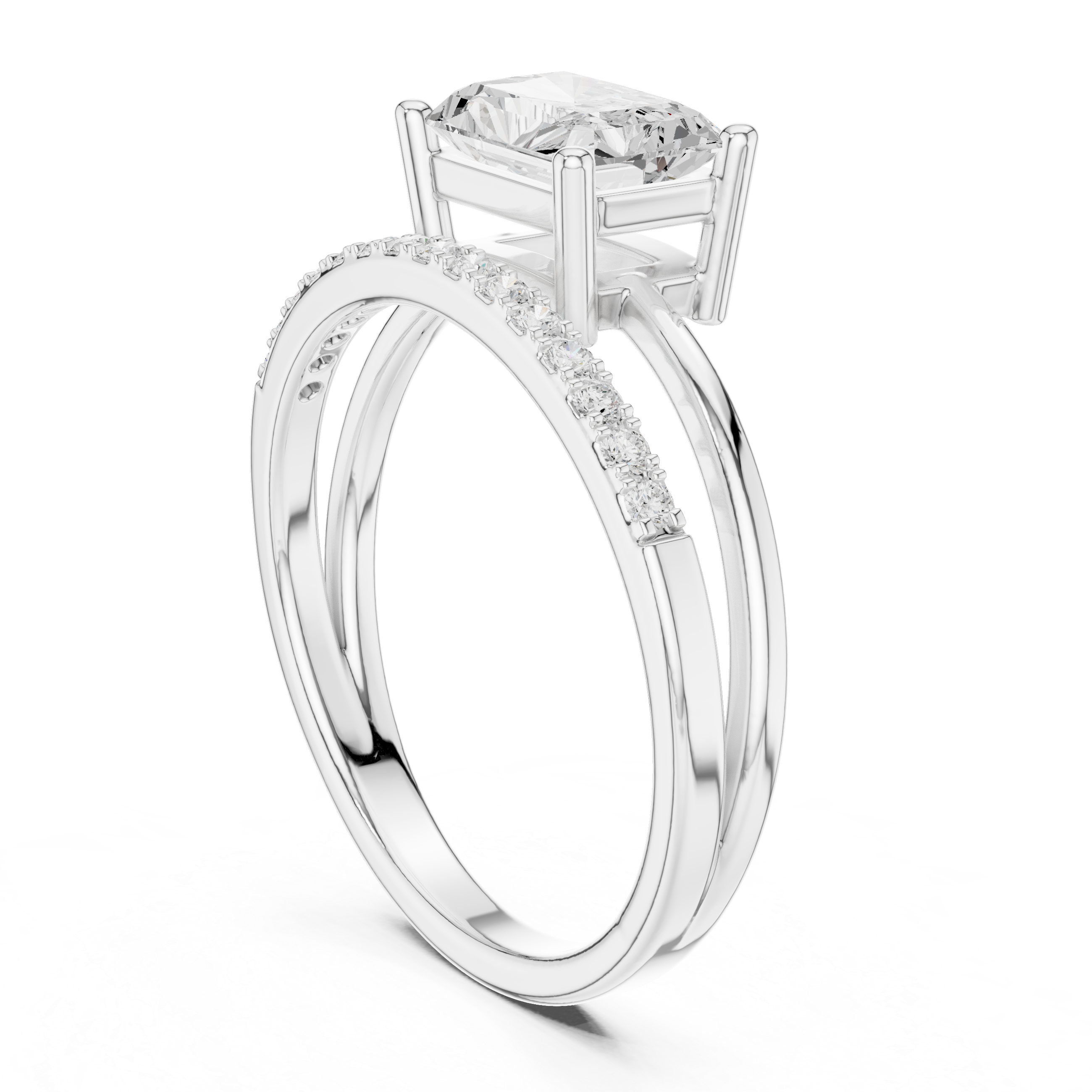 Radiant Cut Split Shank Engagement Ring