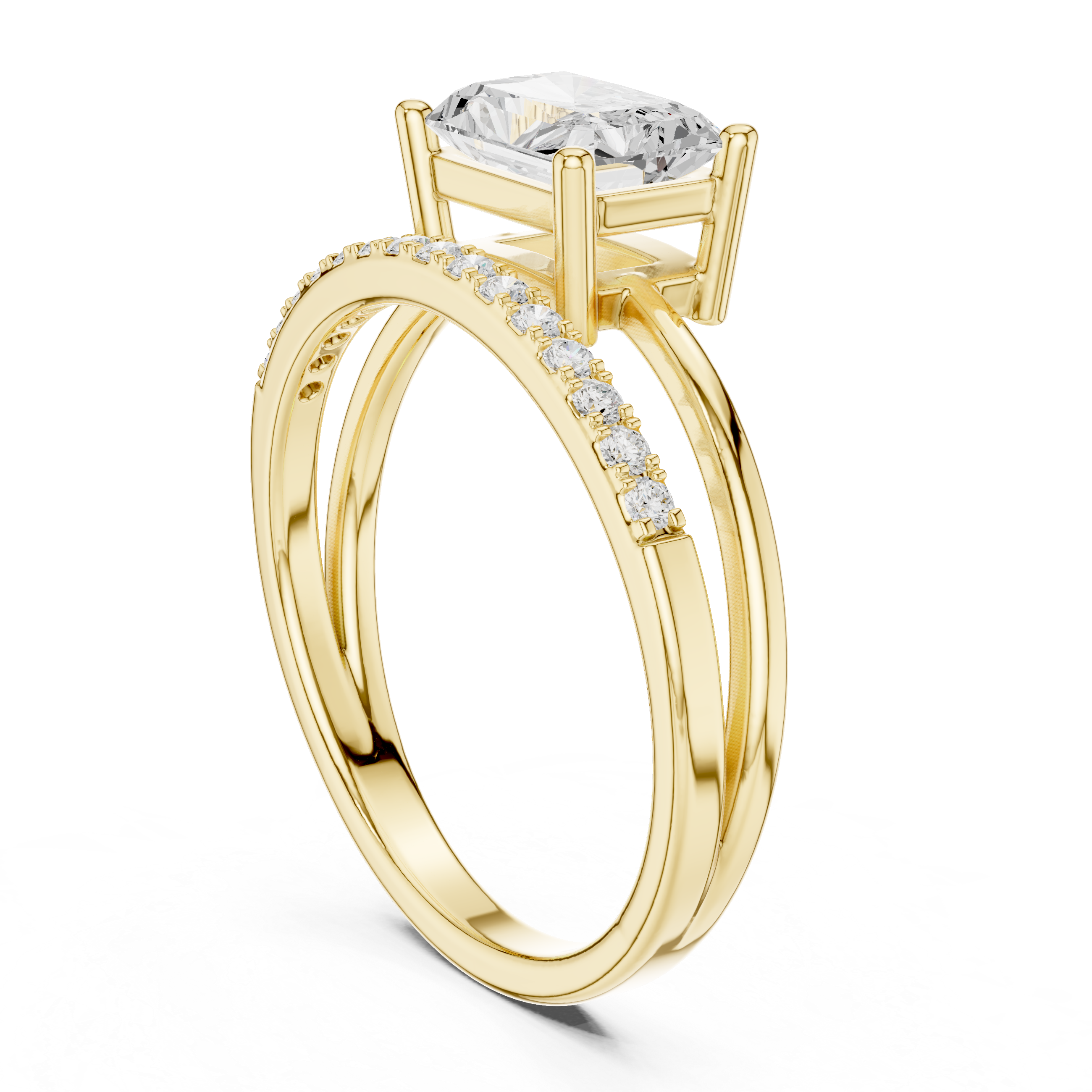 Radiant Cut Split Shank Engagement Ring