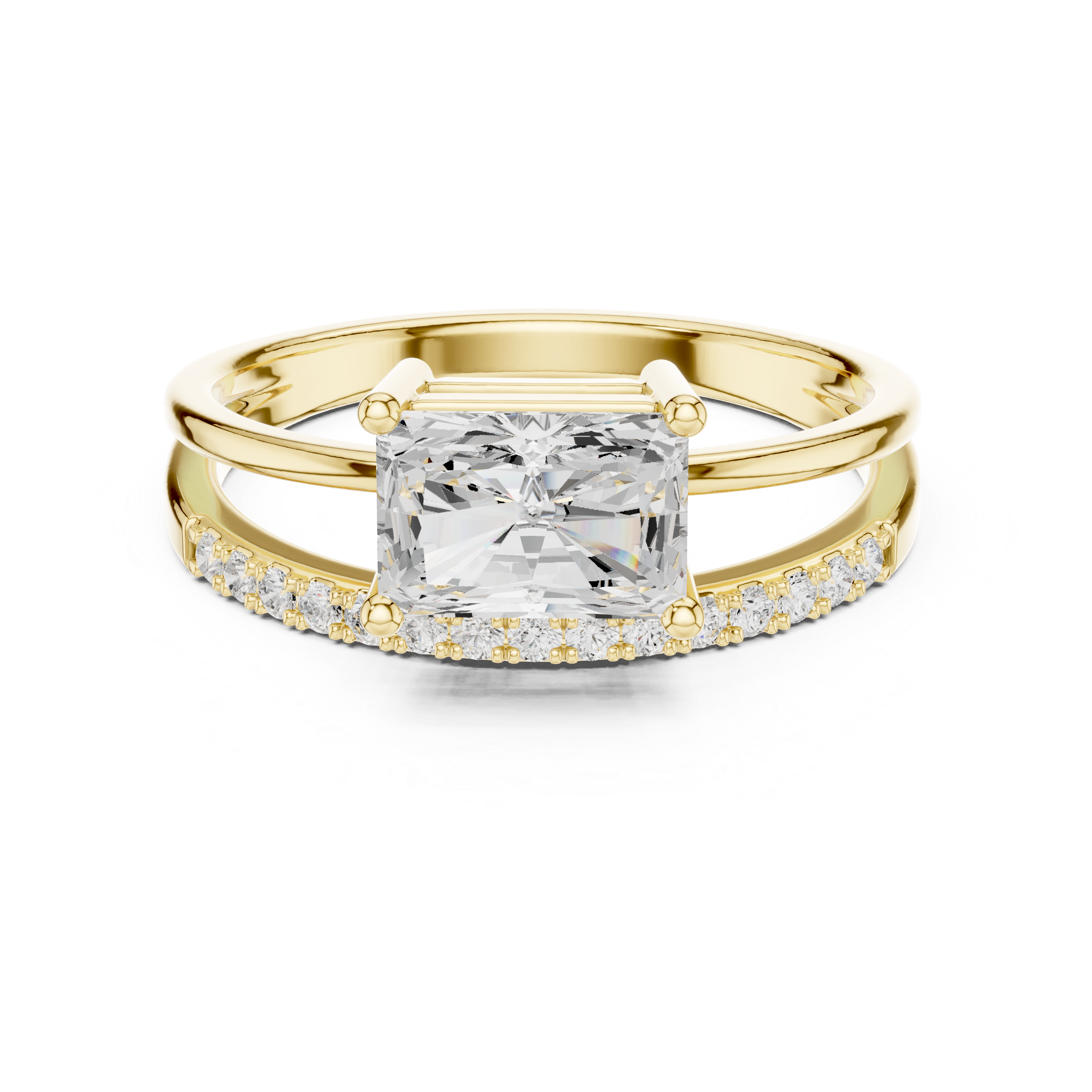 Radiant Cut Split Shank Engagement Ring