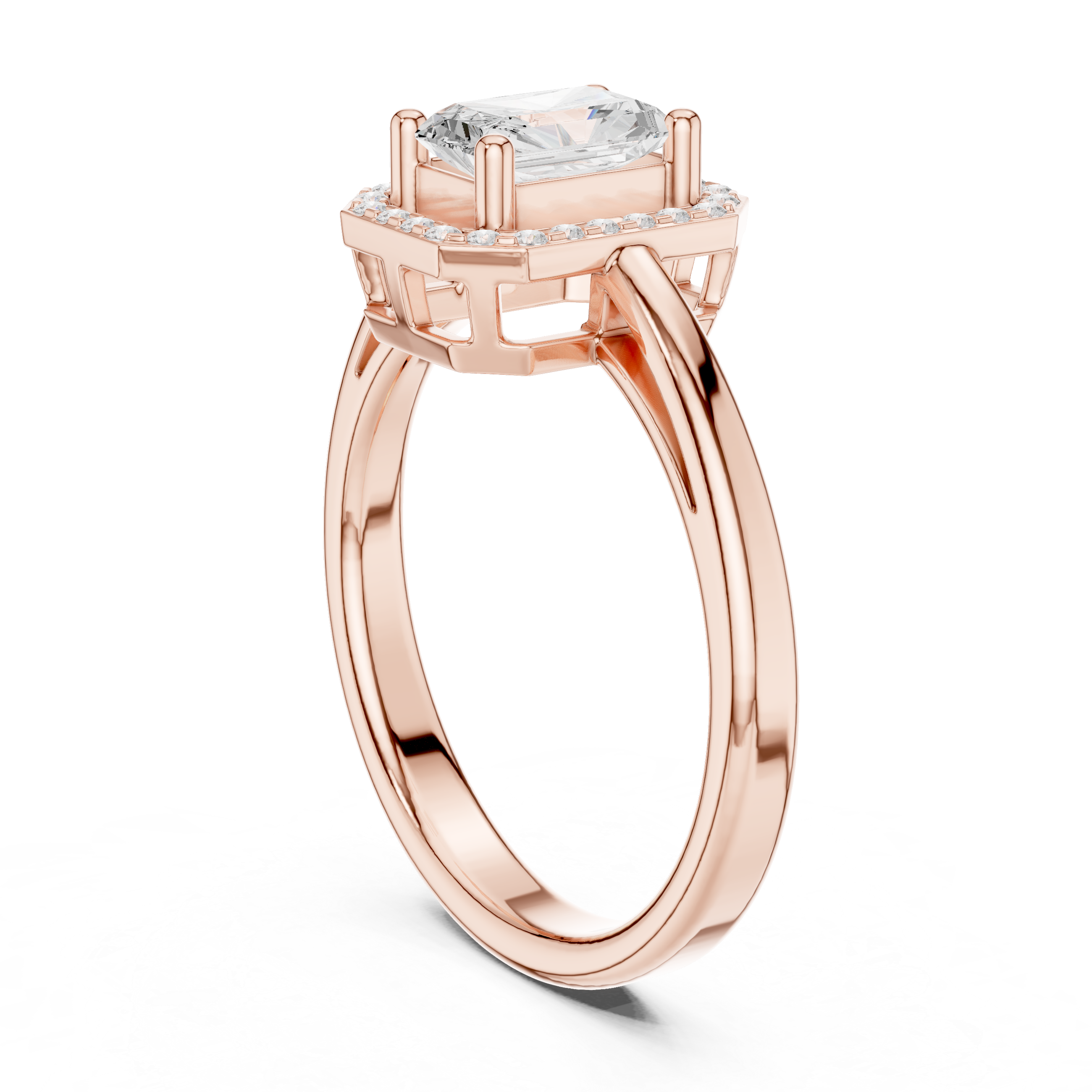 Emerald Cut Halo Engagement Ring