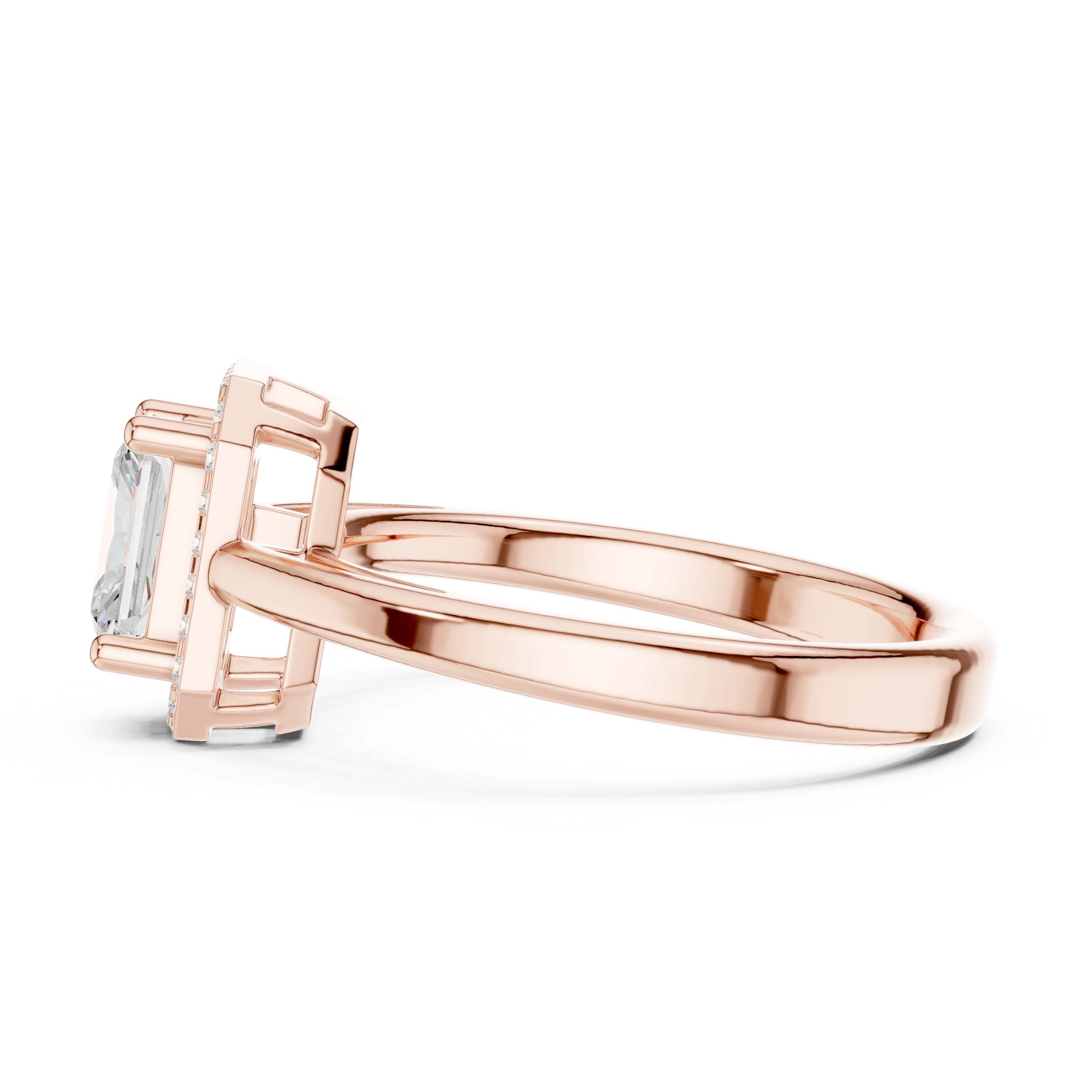 Emerald Cut Halo Engagement Ring
