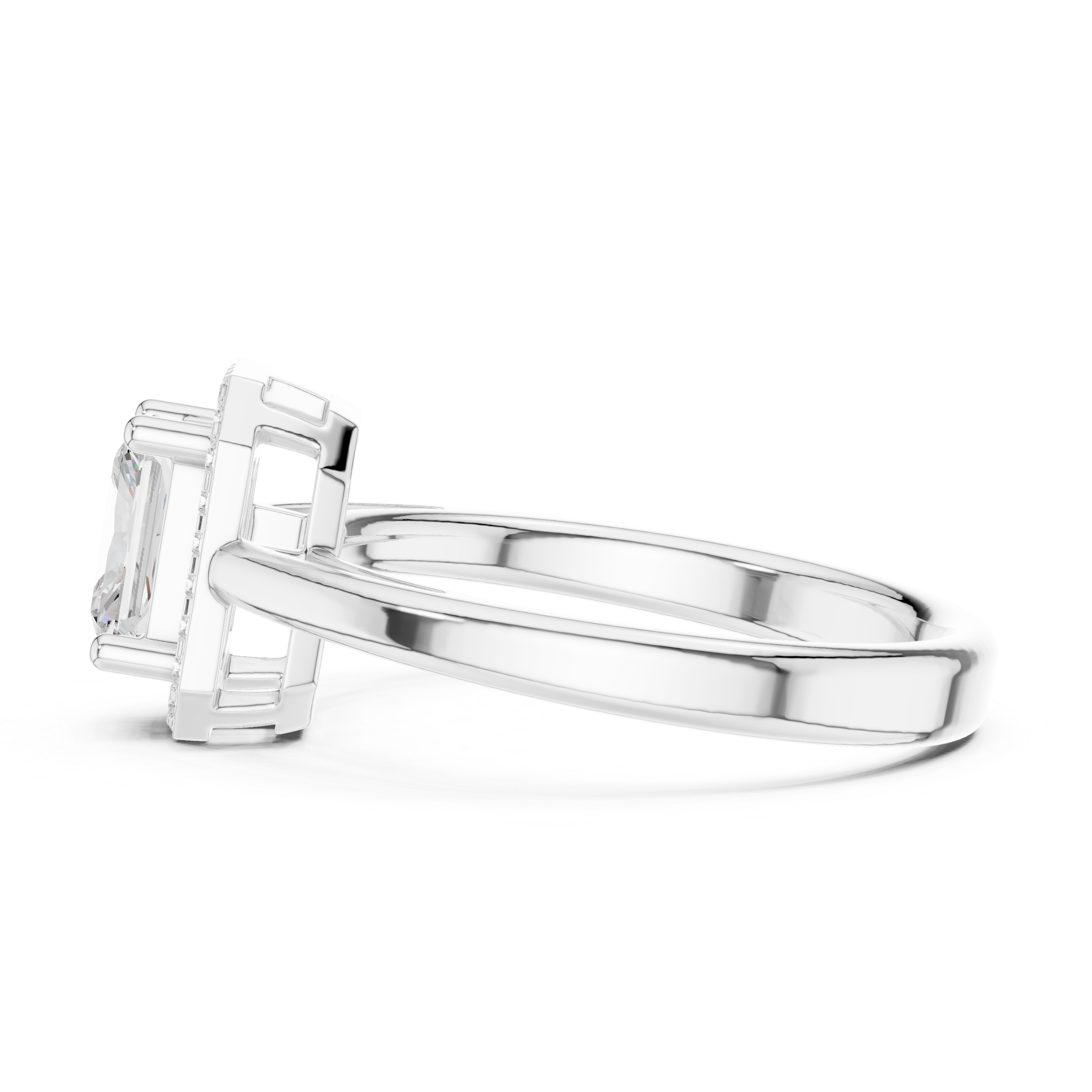Emerald Cut Halo Engagement Ring