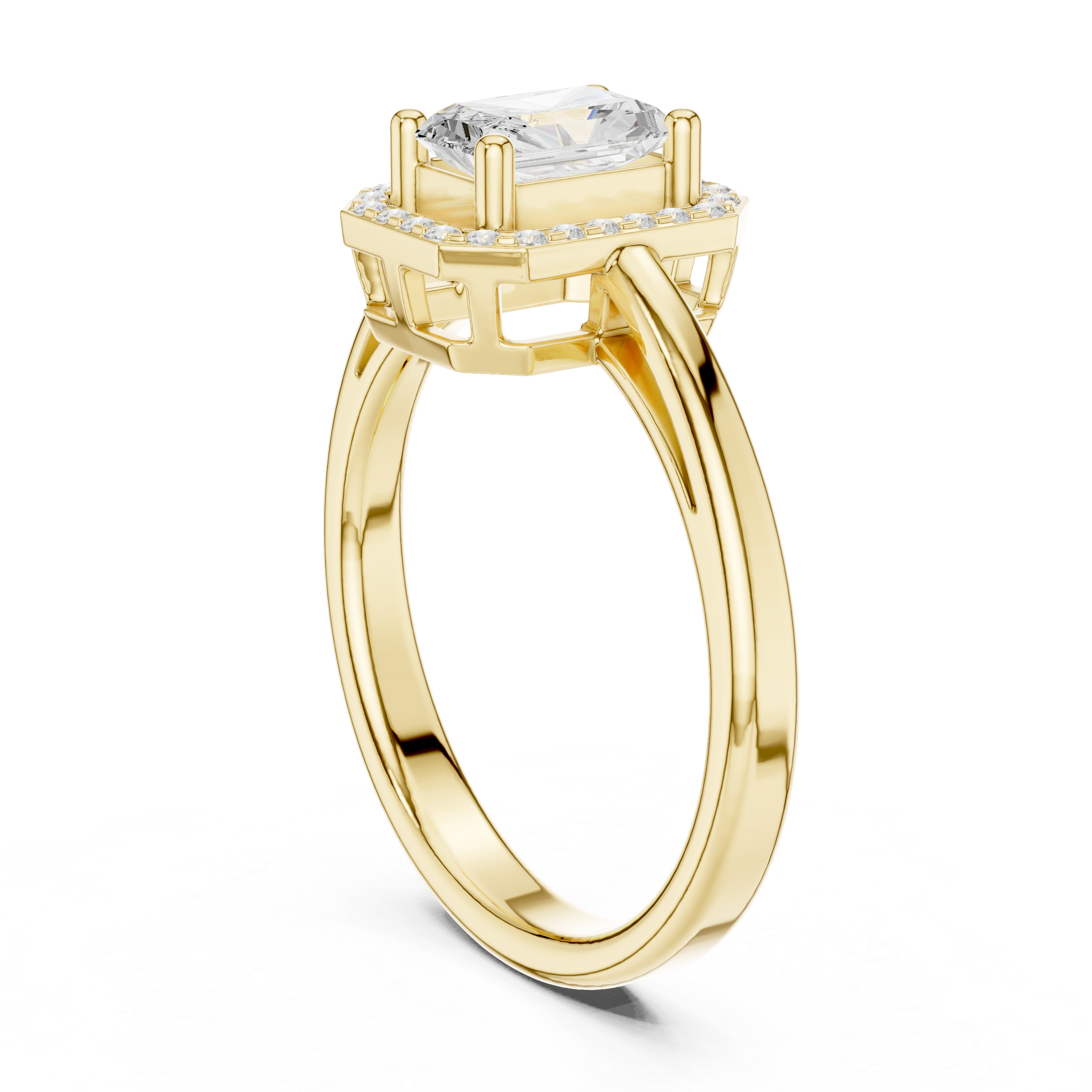 Emerald Cut Halo Engagement Ring