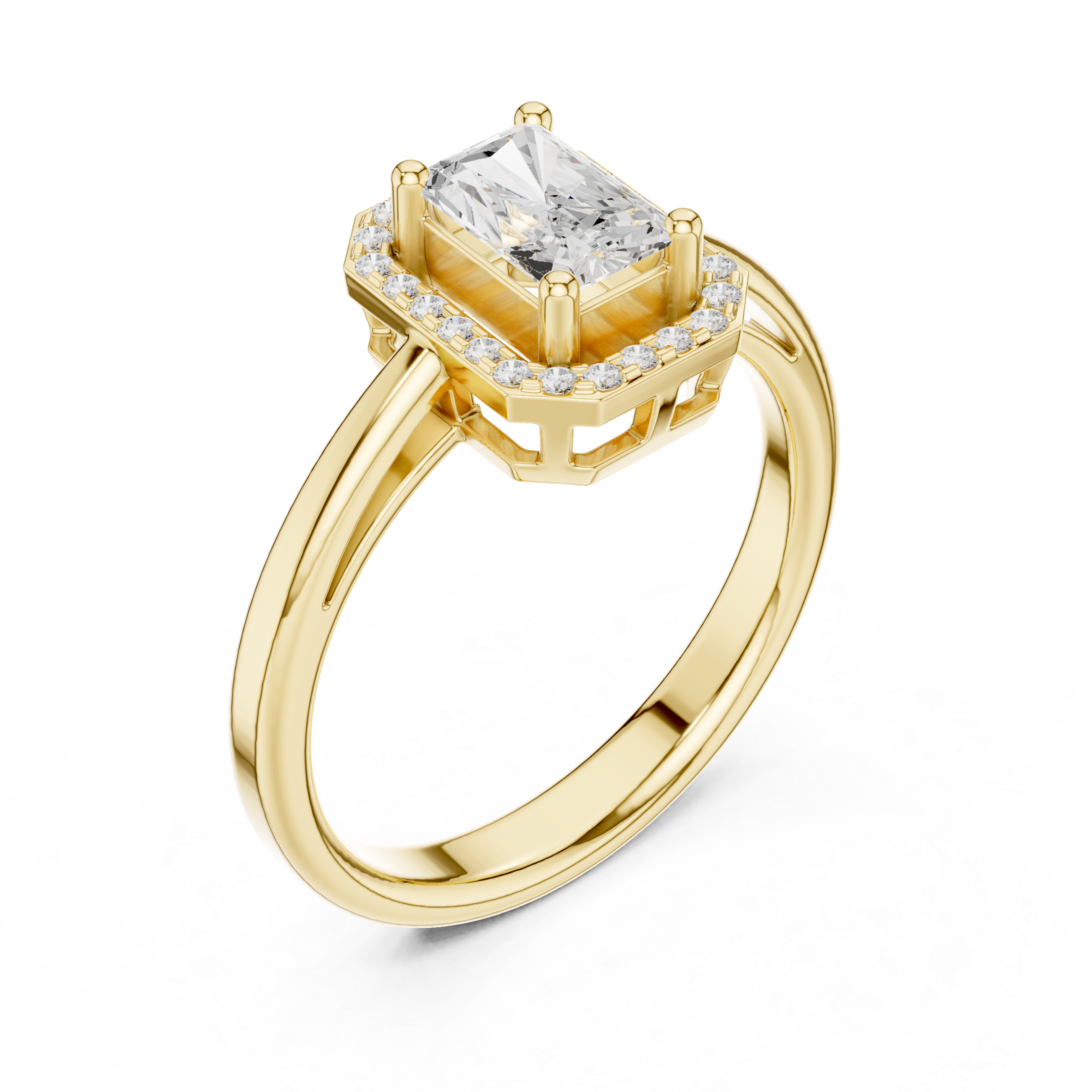 Emerald Cut Halo Engagement Ring