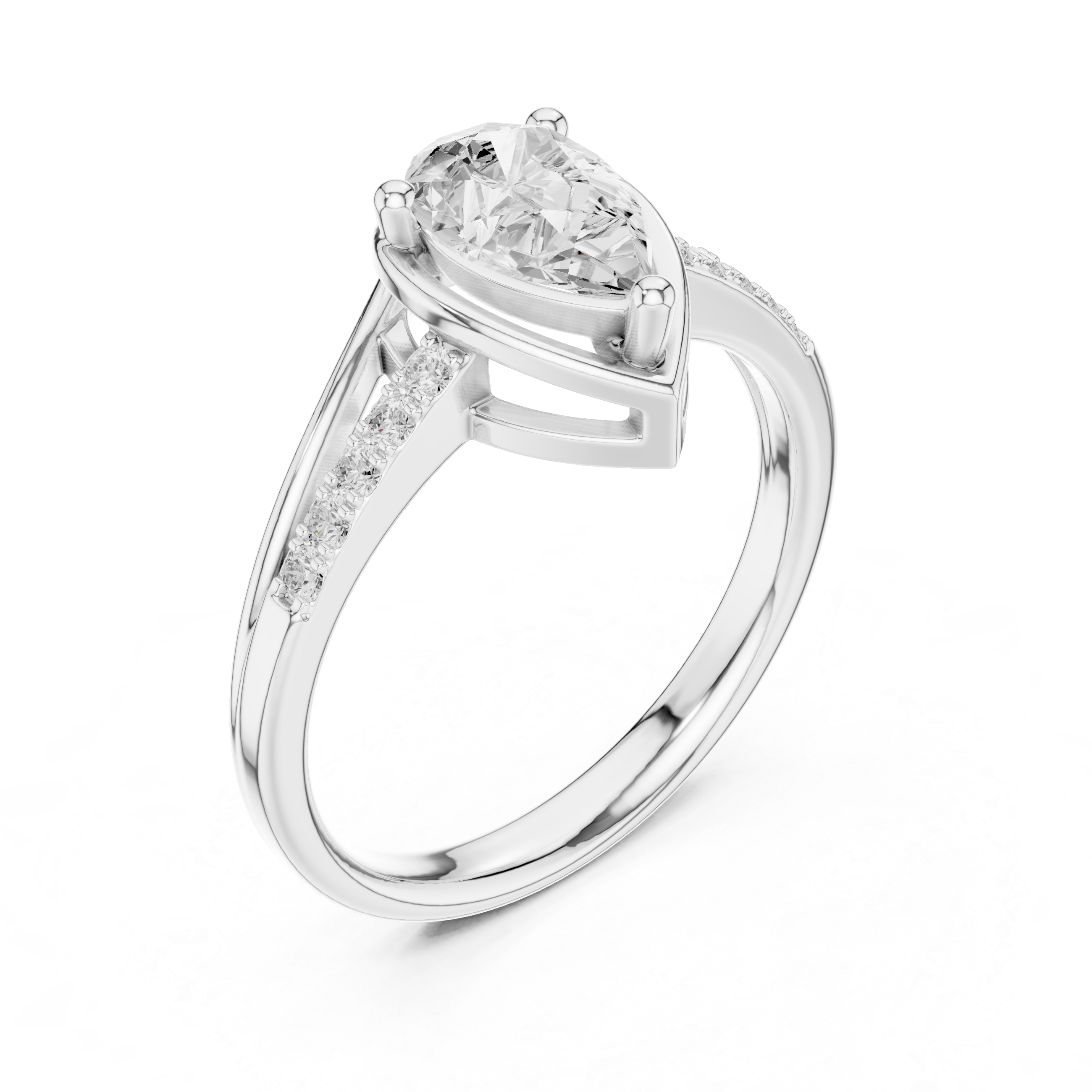 Pear Diamond Halo Engagement Ring