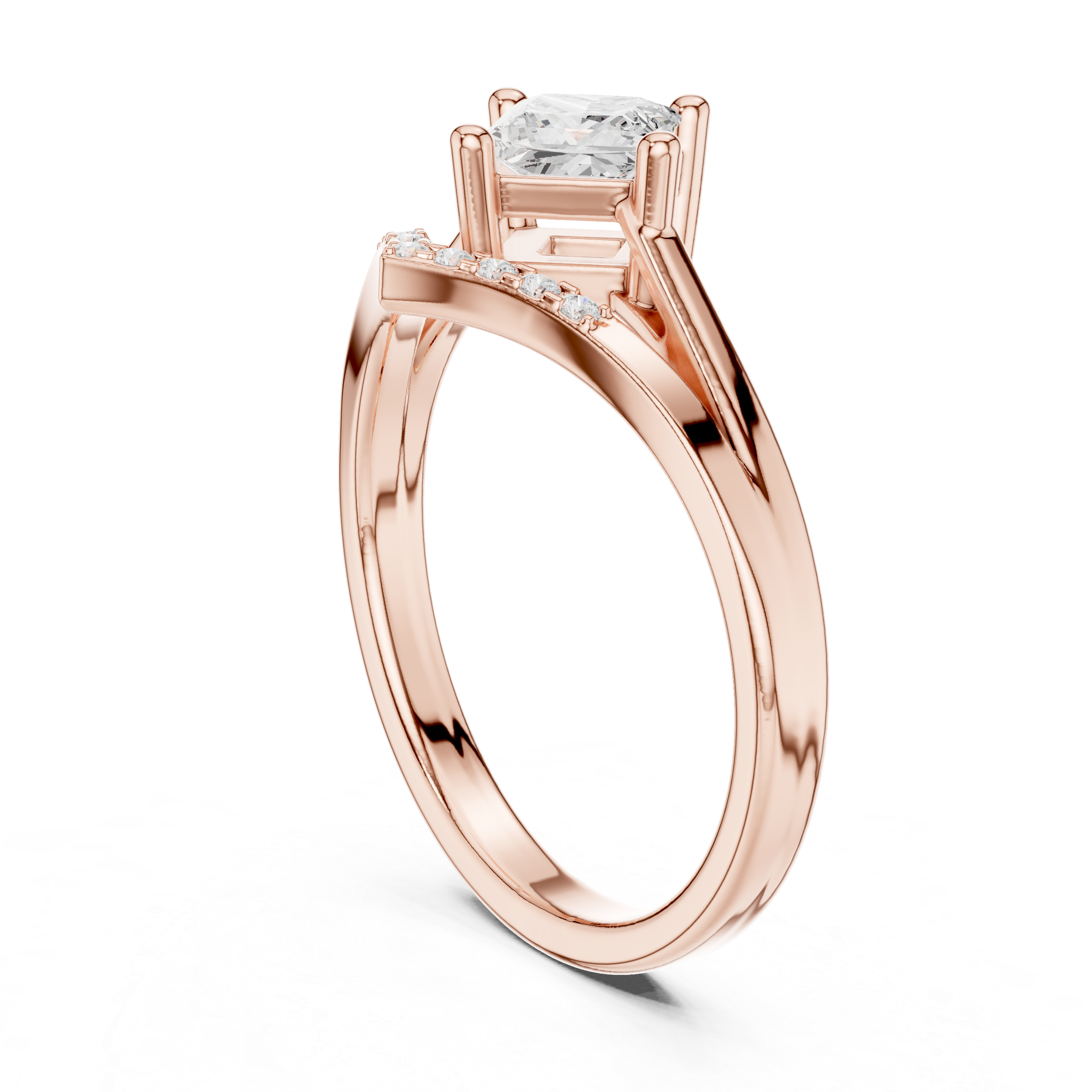 Chevron Princess Cut Engagement Ring