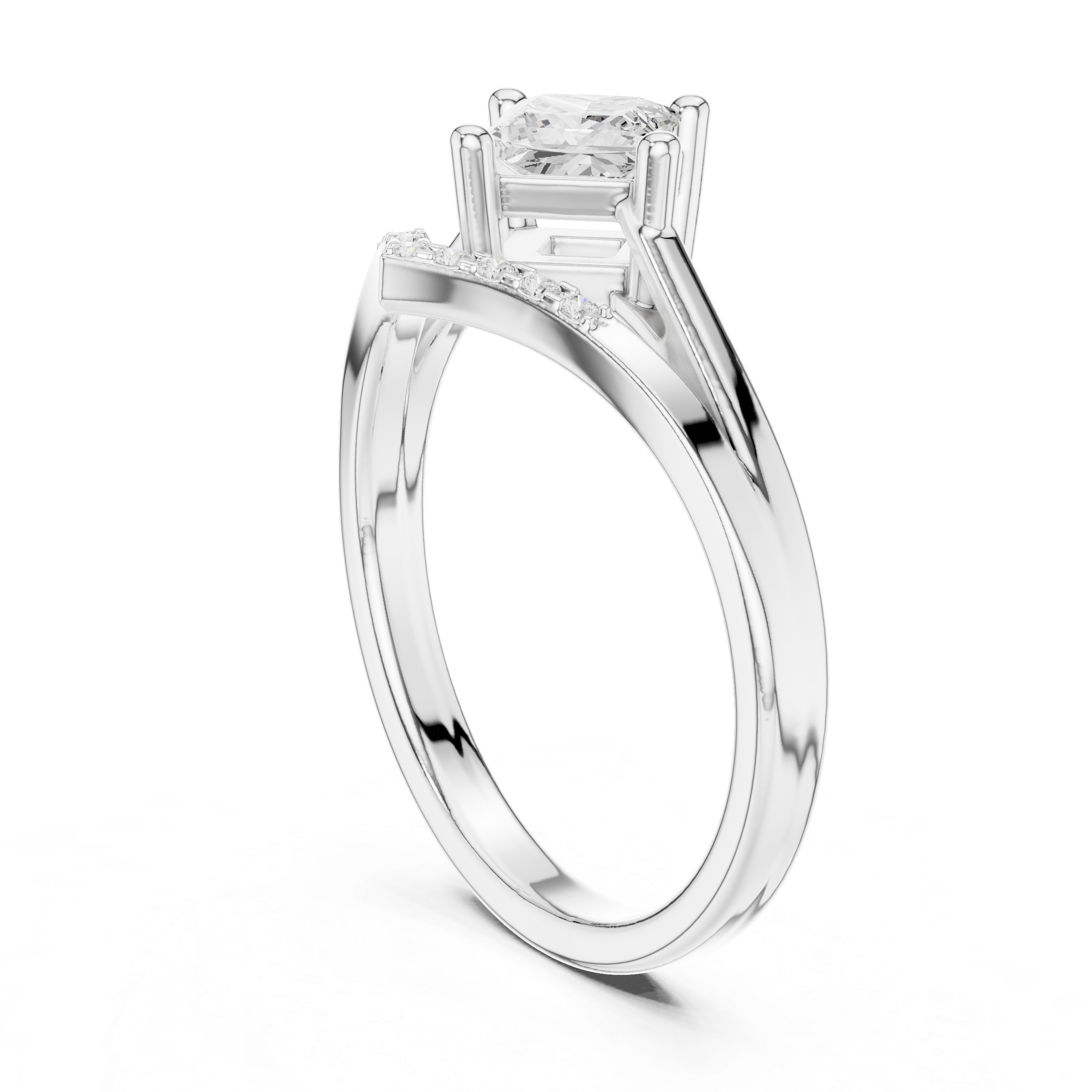 Chevron Princess Cut Engagement Ring