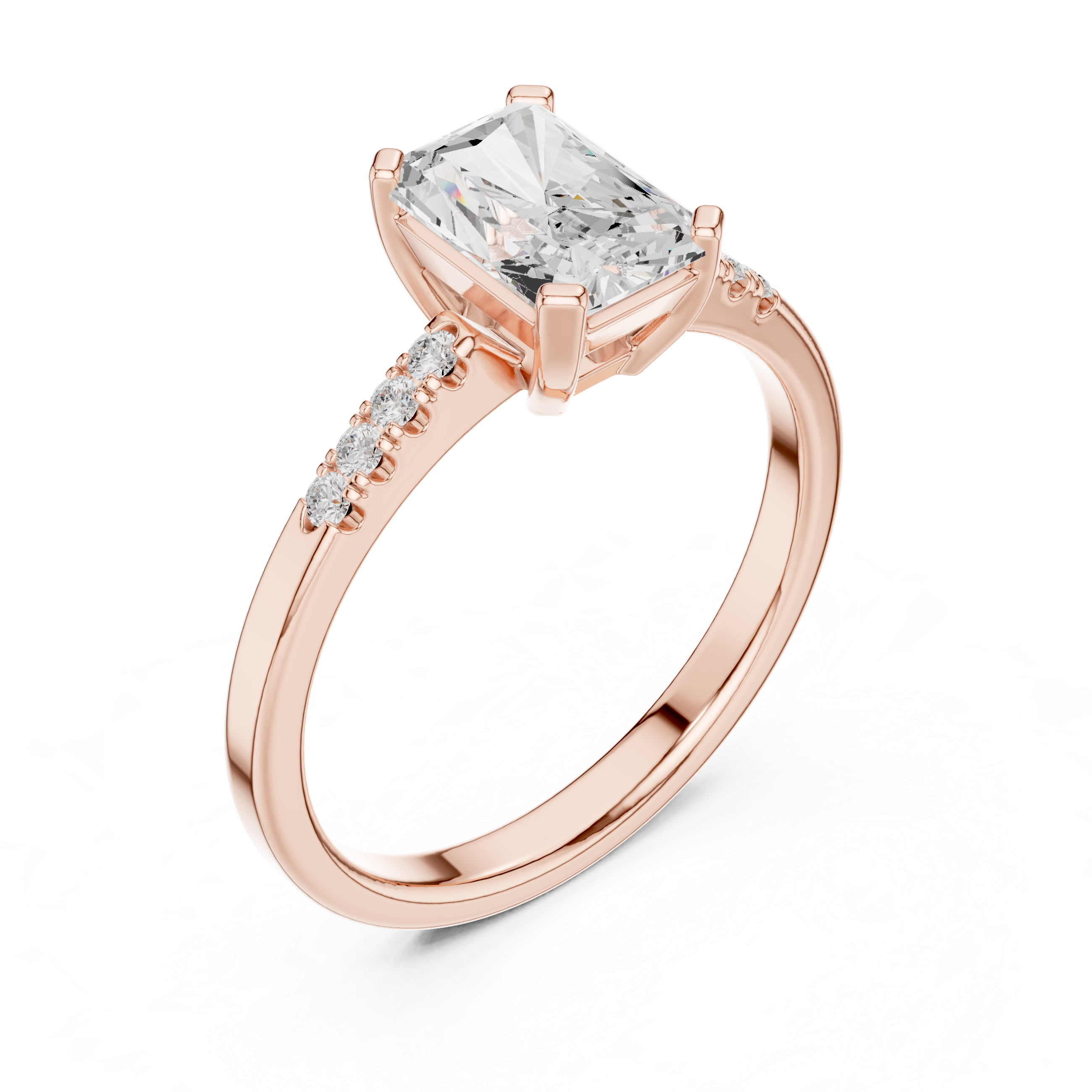Radiant Cut Solitaire Ring with Pavé Band
