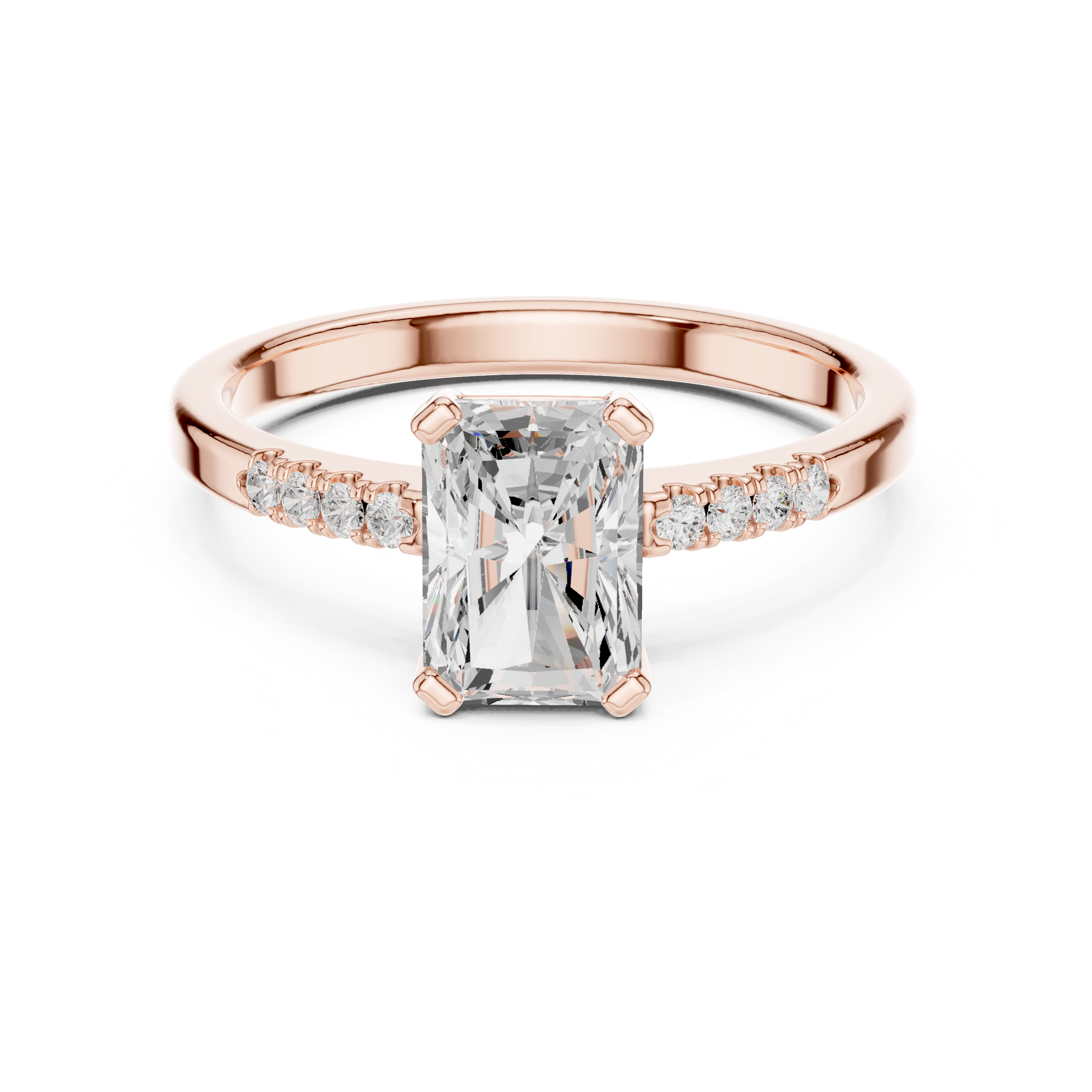 Radiant Cut Solitaire Ring with Pavé Band