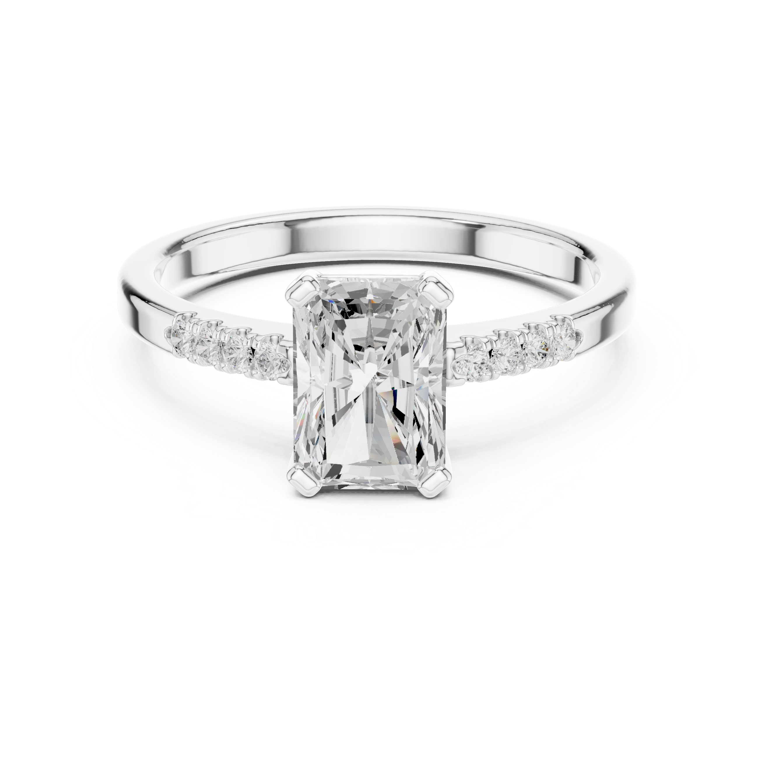 Radiant Cut Solitaire Ring with Pavé Band
