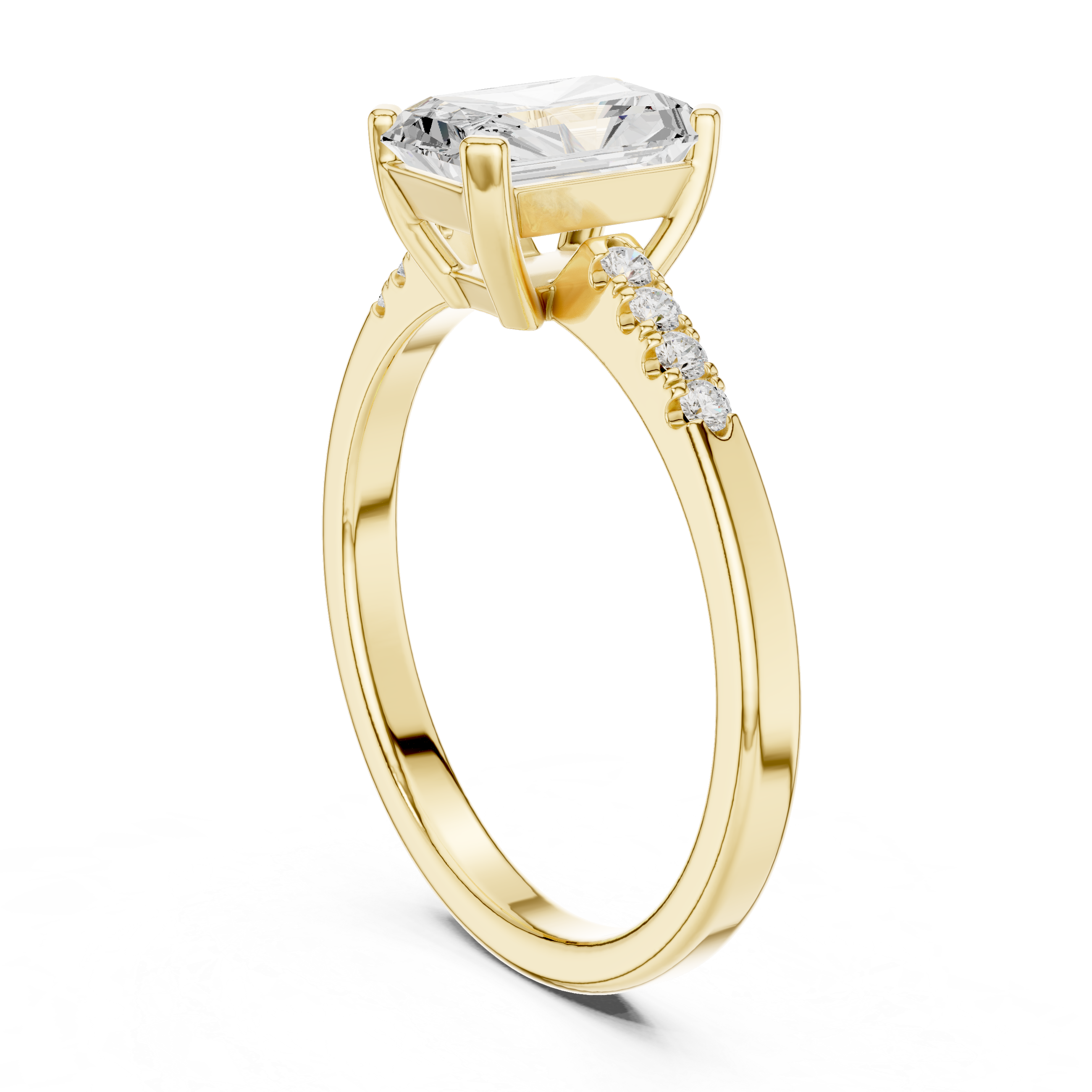 Radiant Cut Solitaire Ring with Pavé Band