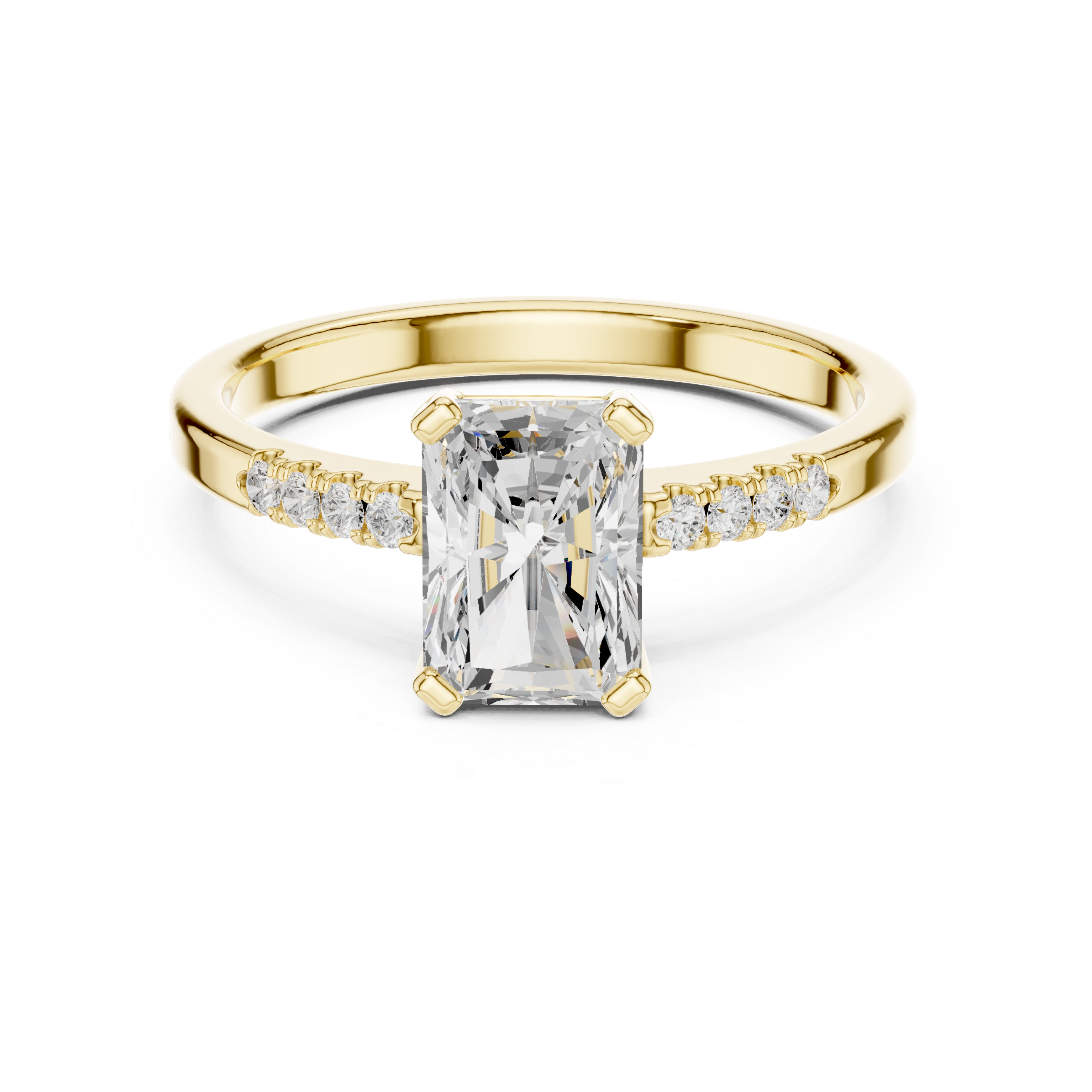 Radiant Cut Solitaire Ring with Pavé Band