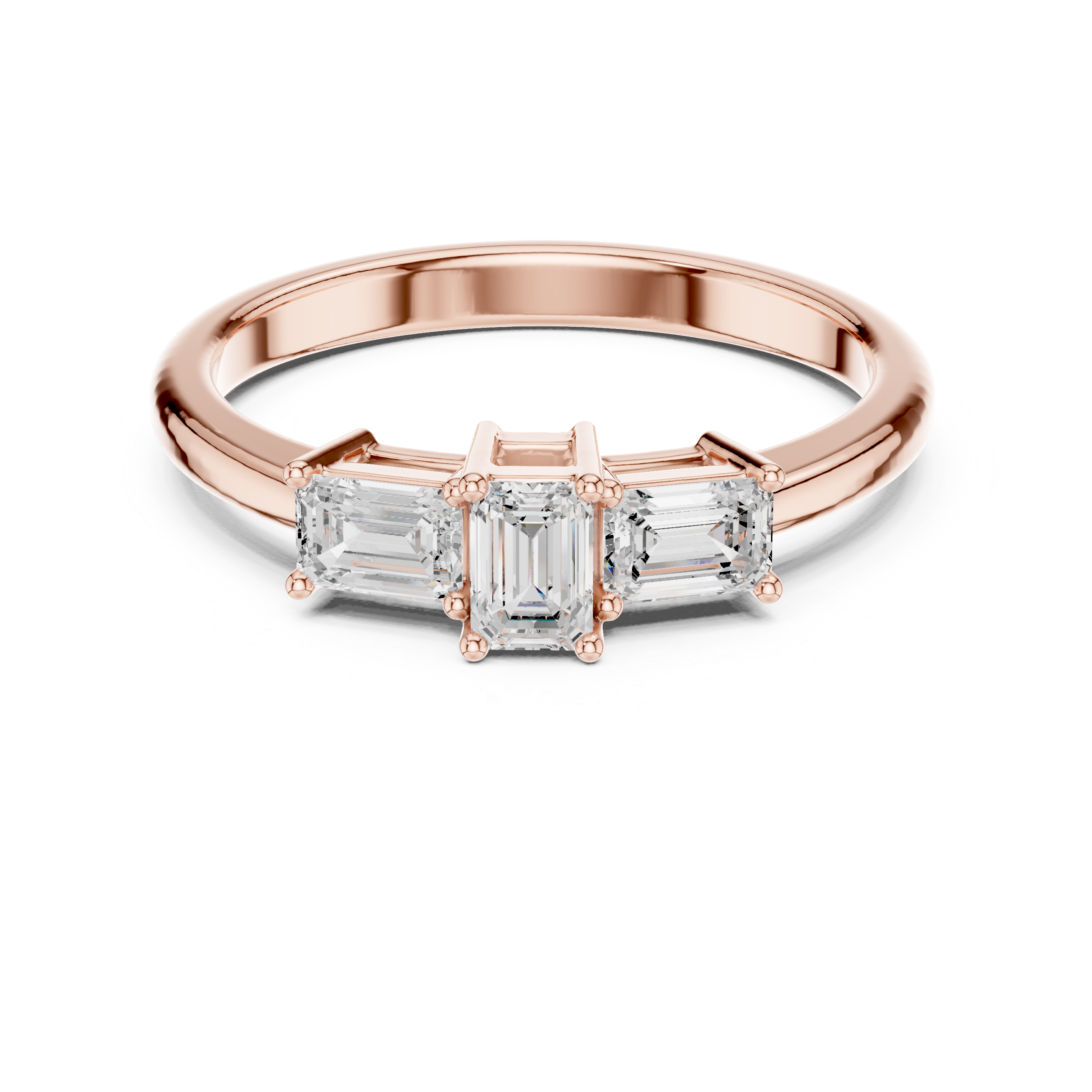 Three Stone Emerald Cut Ring