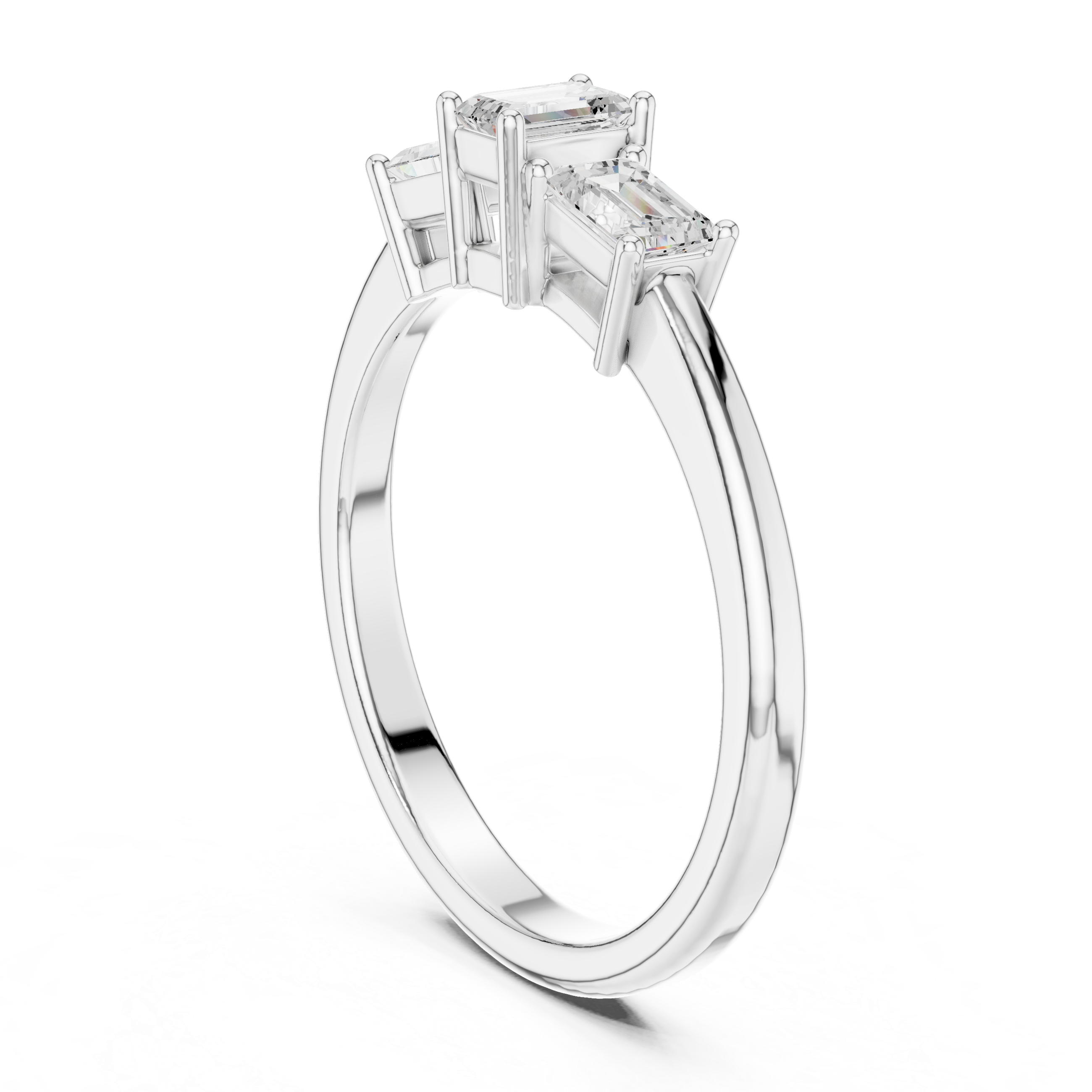 Three Stone Emerald Cut Ring