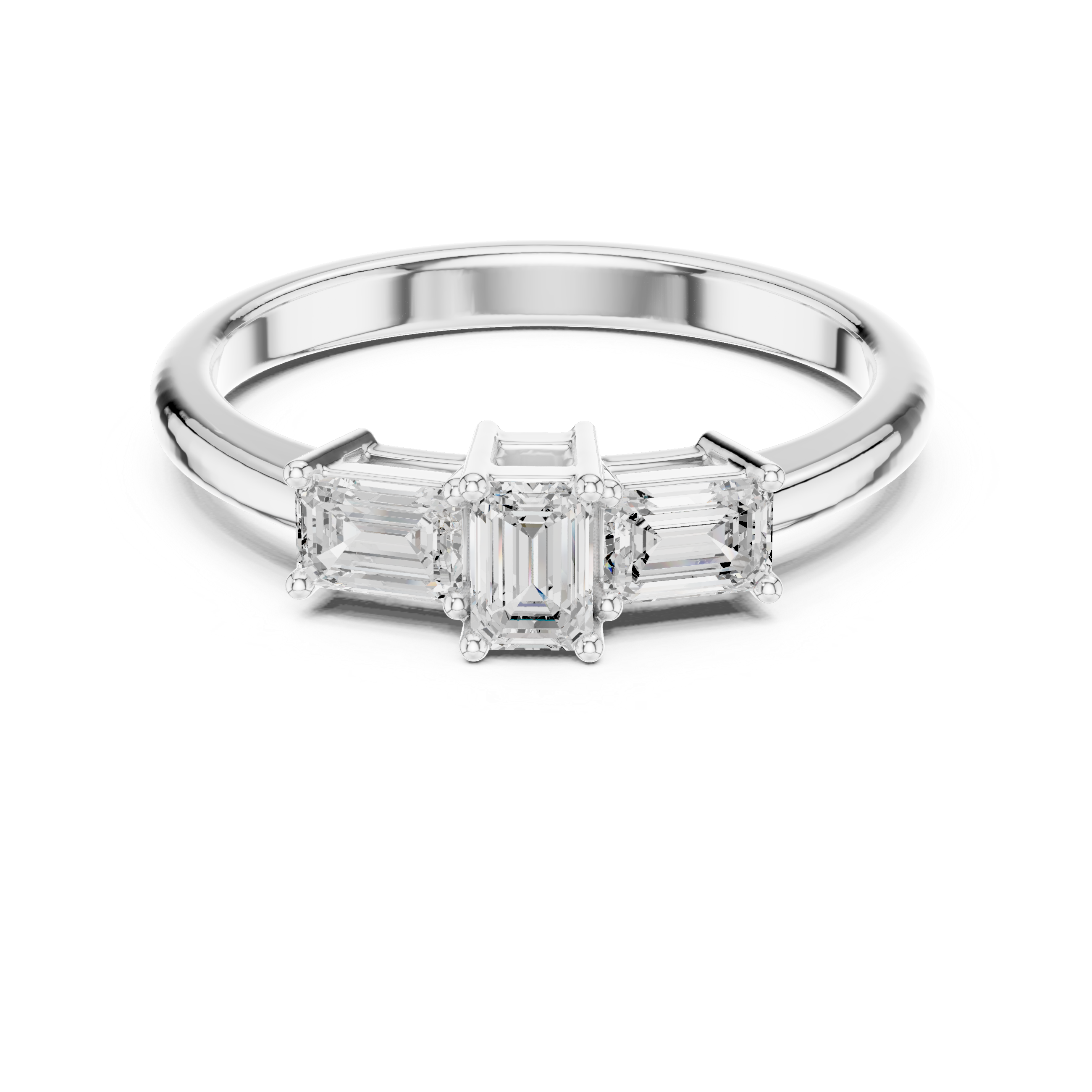 Three Stone Emerald Cut Ring