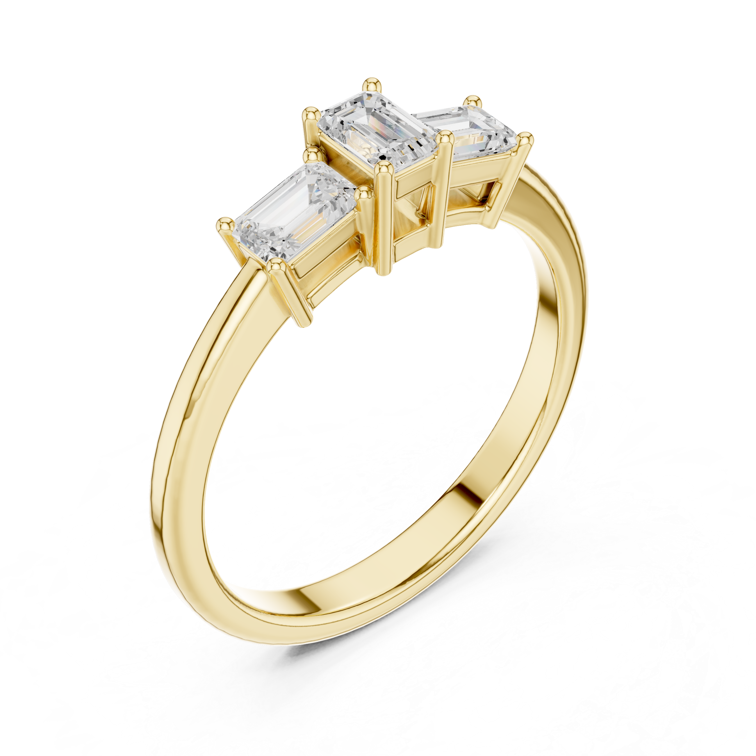 Three Stone Emerald Cut Ring