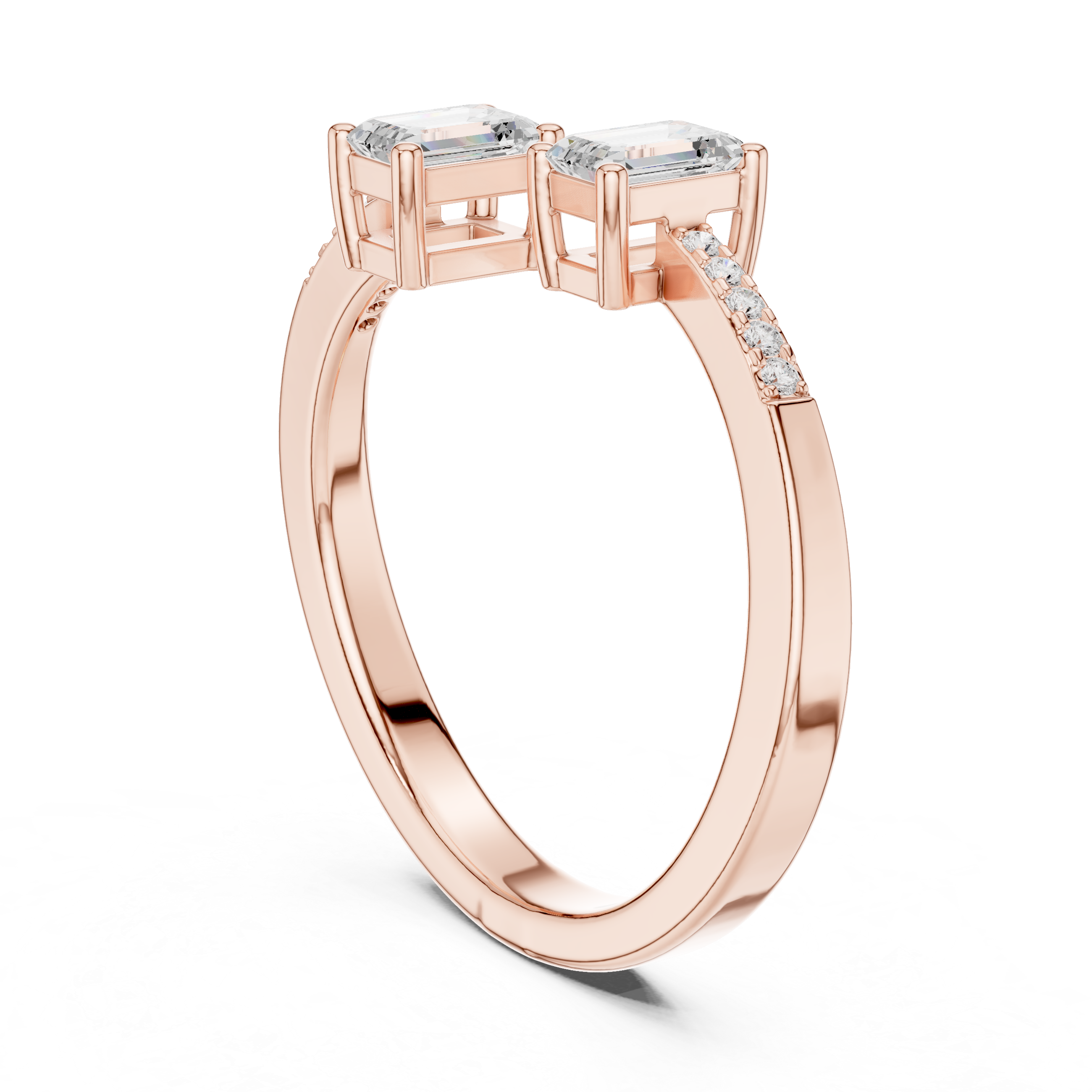 Emerald Cut Bypass Open Ring