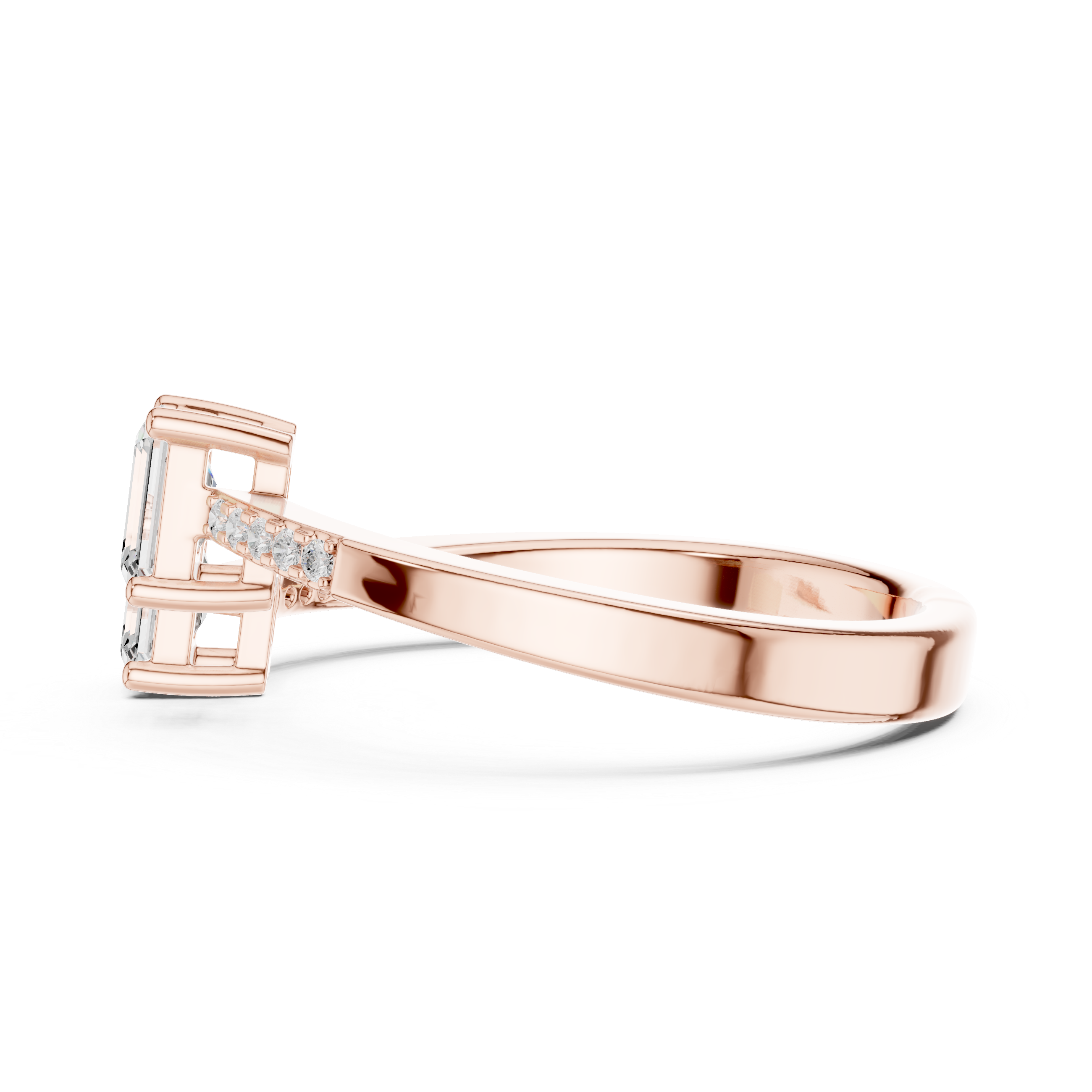 Emerald Cut Bypass Open Ring