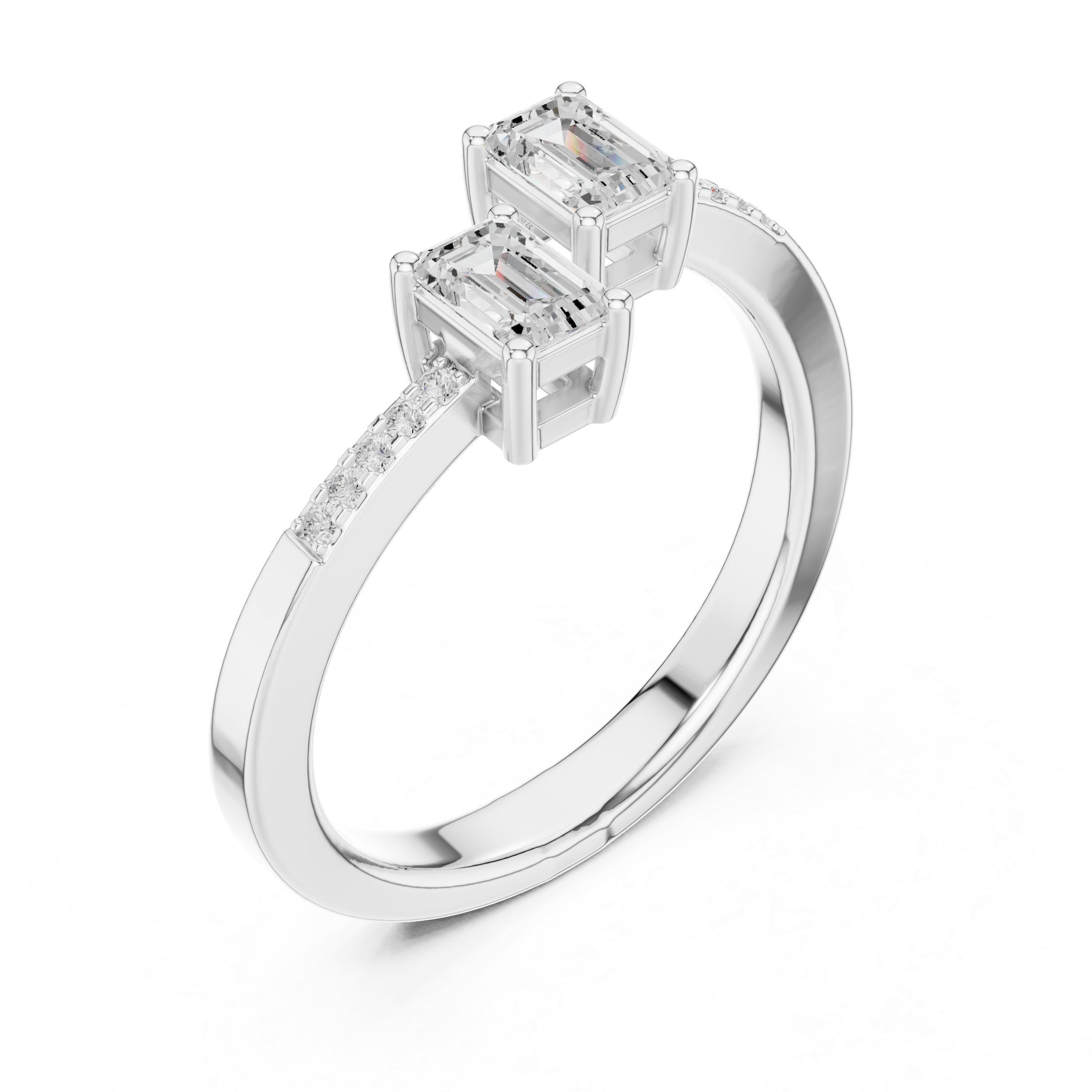 Emerald Cut Bypass Open Ring