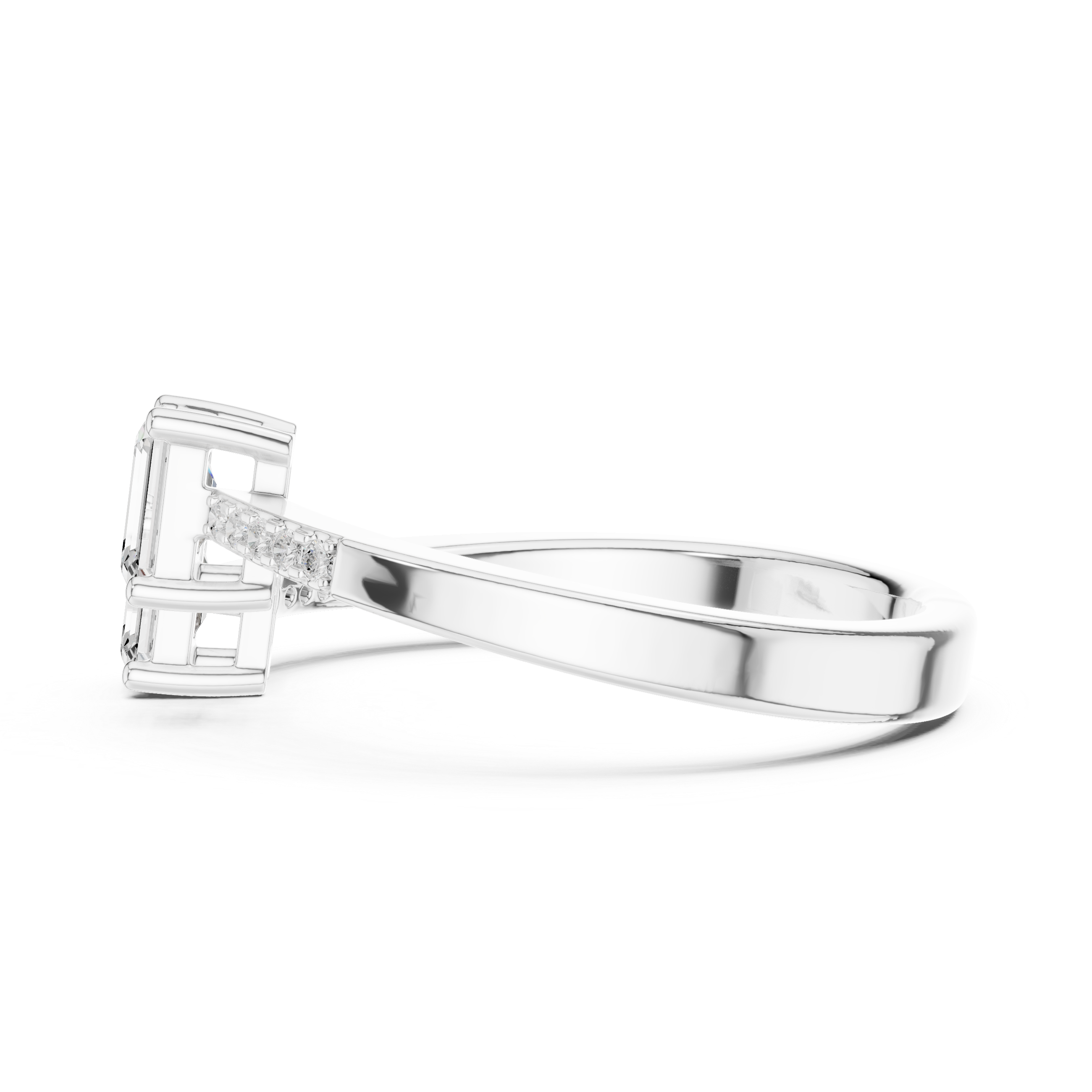 Emerald Cut Bypass Open Ring