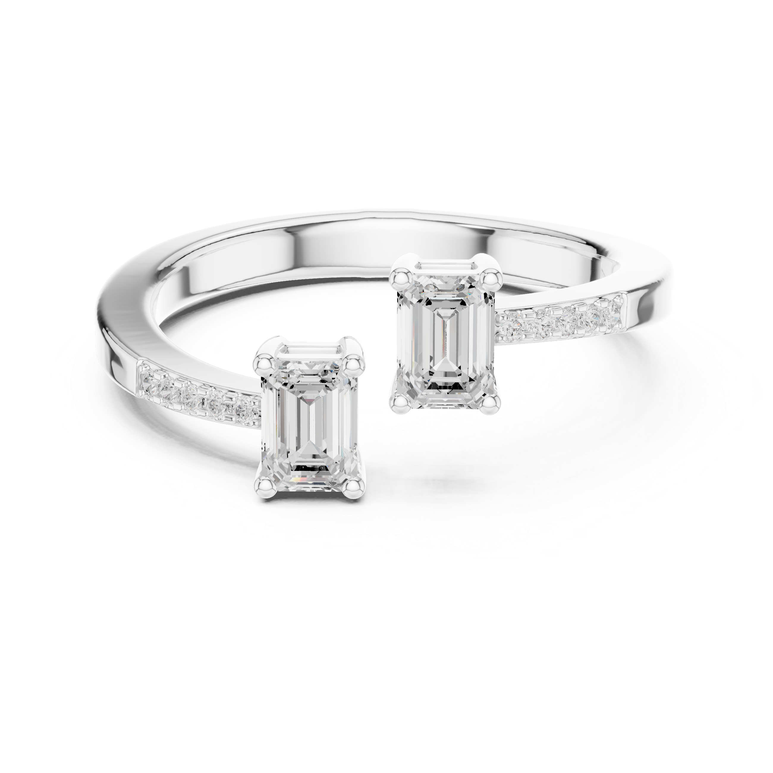 Emerald Cut Bypass Open Ring