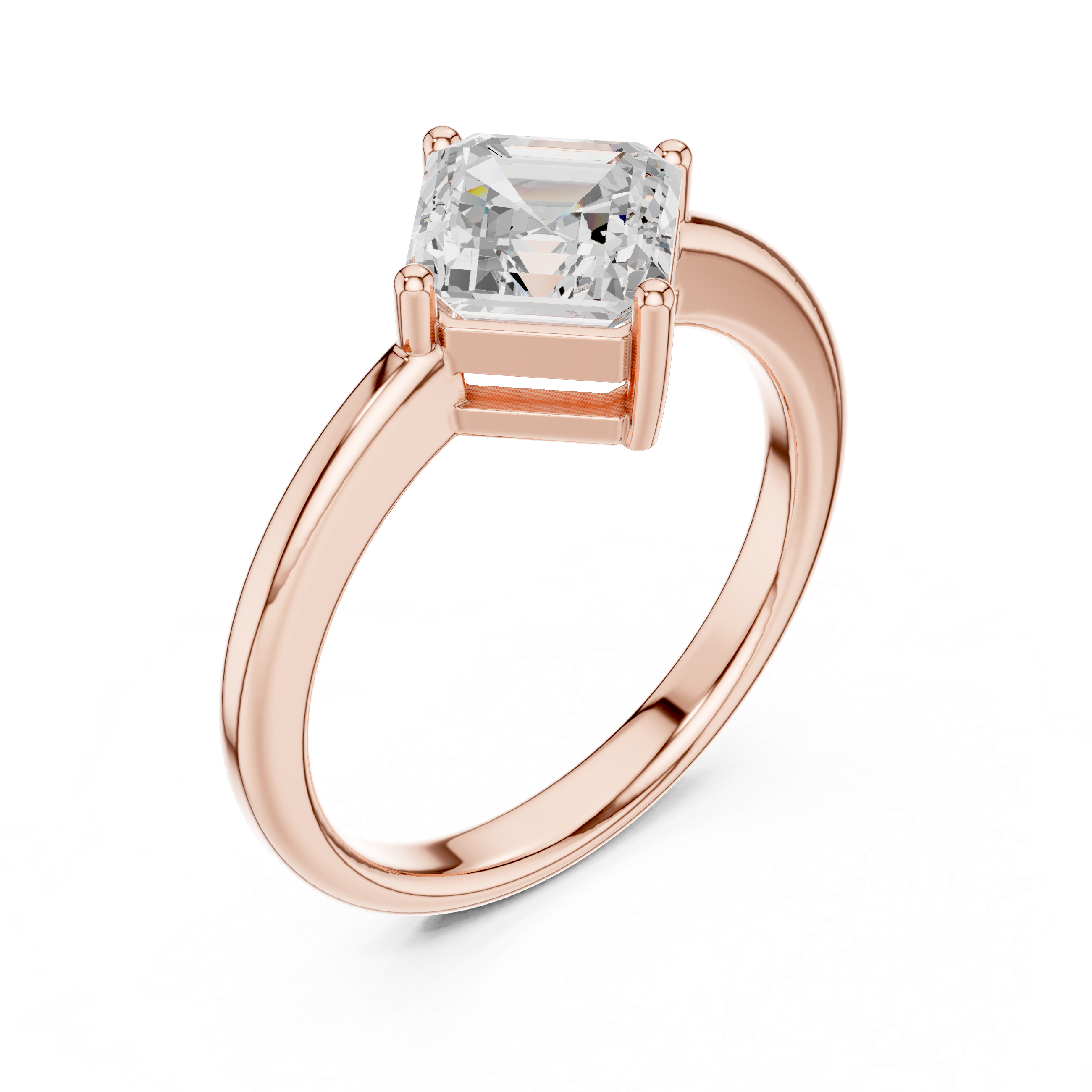 Asscher Cut Solitaire Diamond Ring