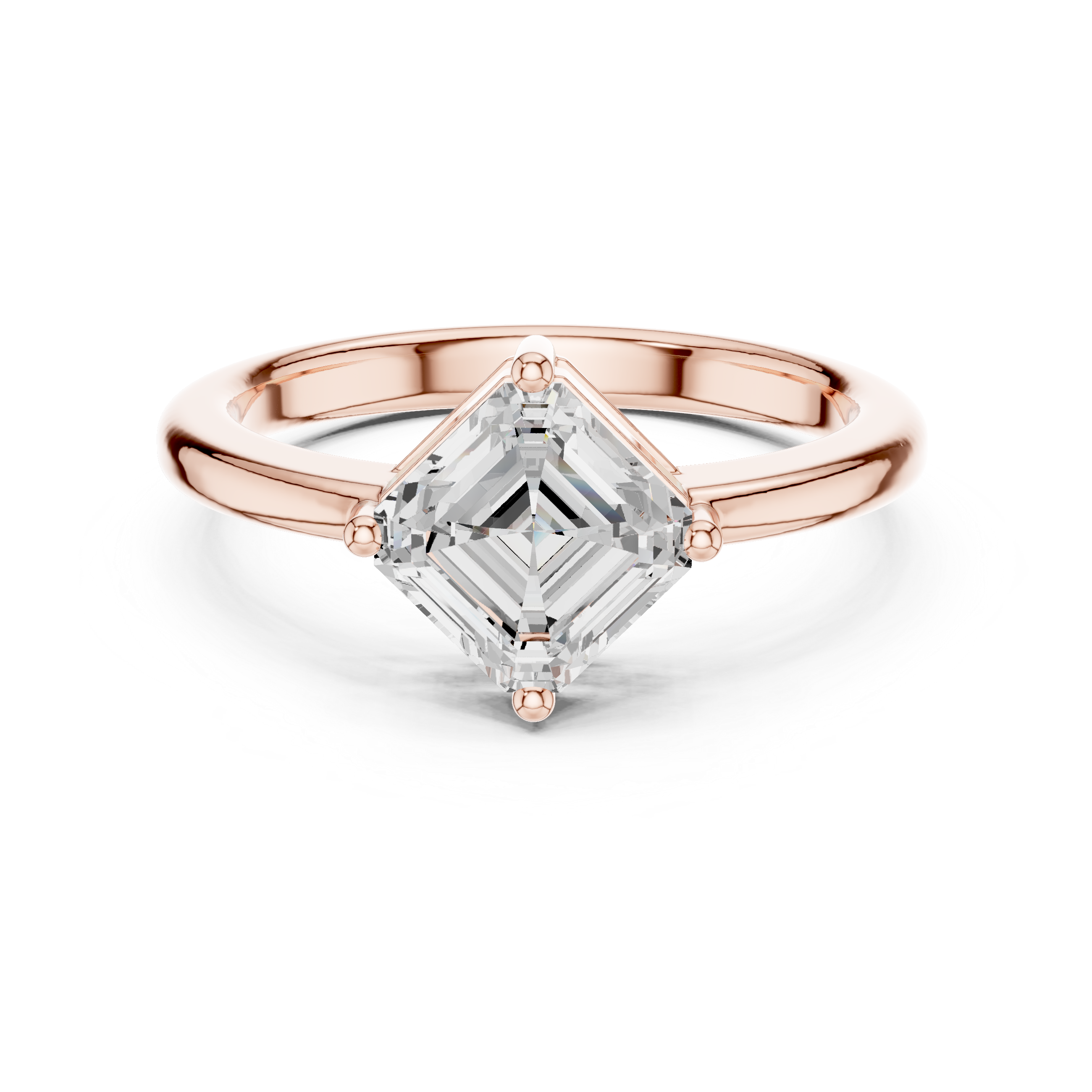 Asscher Cut Solitaire Diamond Ring