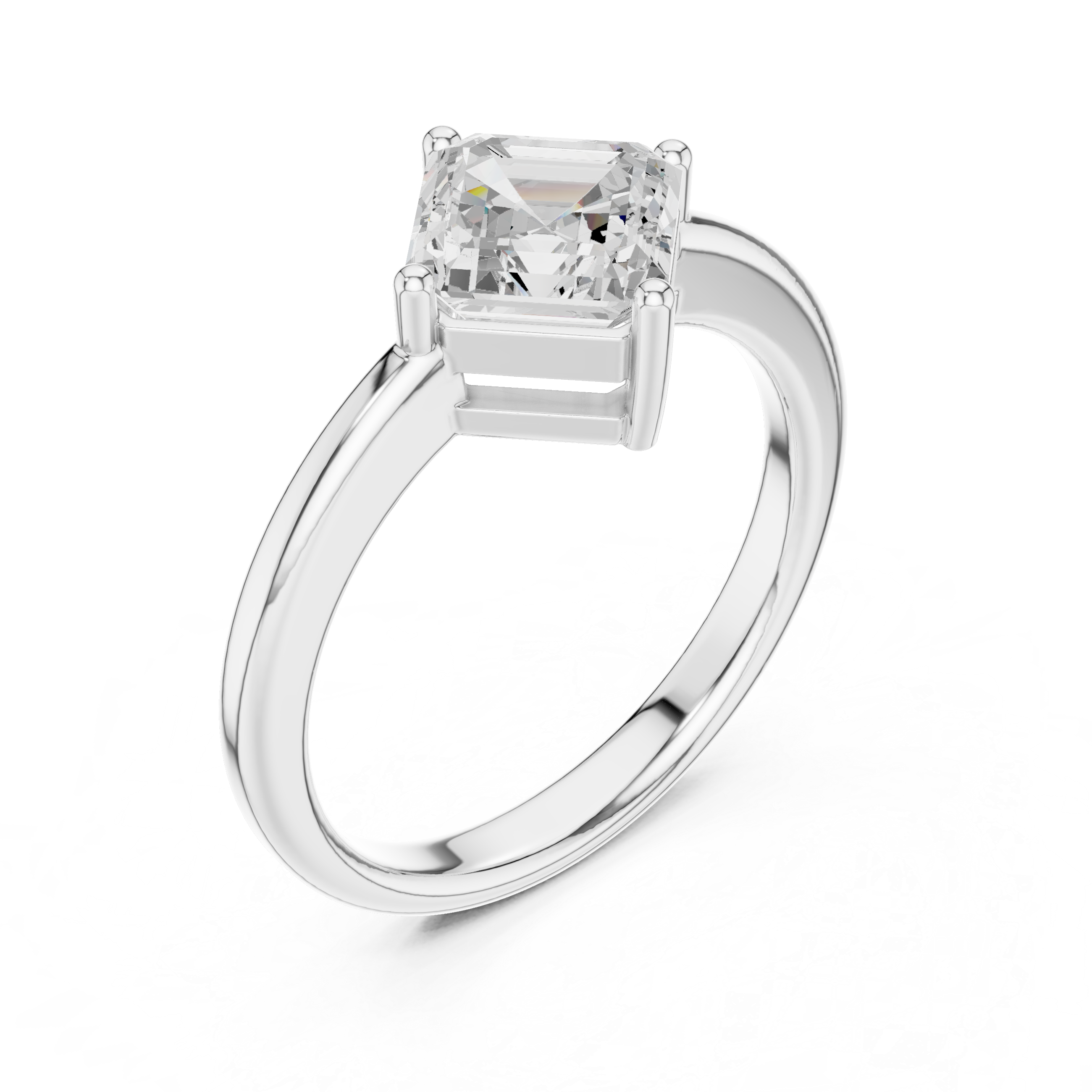 Asscher Cut Solitaire Diamond Ring
