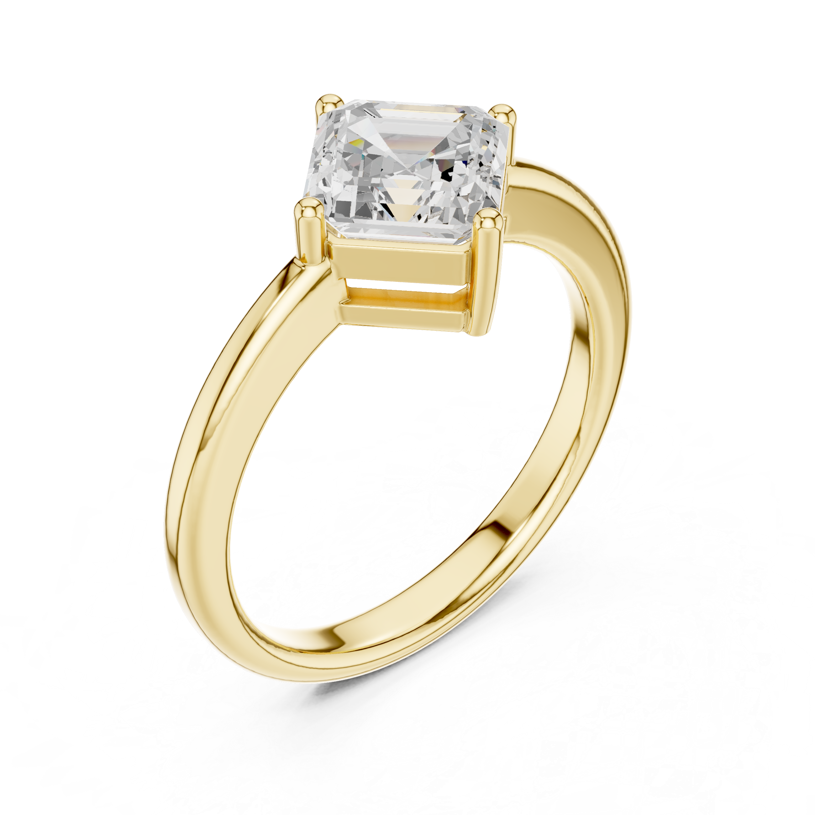 Asscher Cut Solitaire Diamond Ring