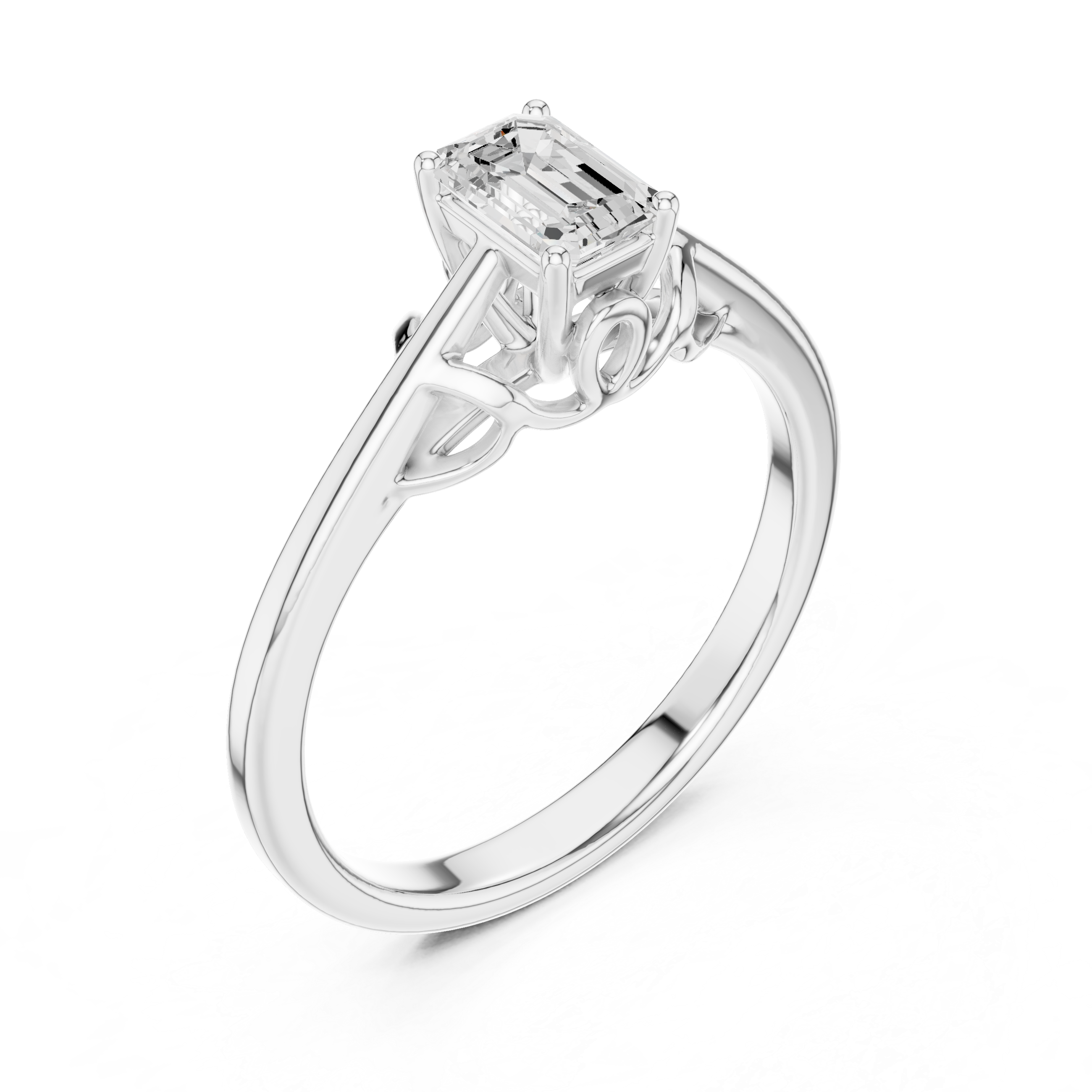 Emerald Cut Solitaire Diamond Ring