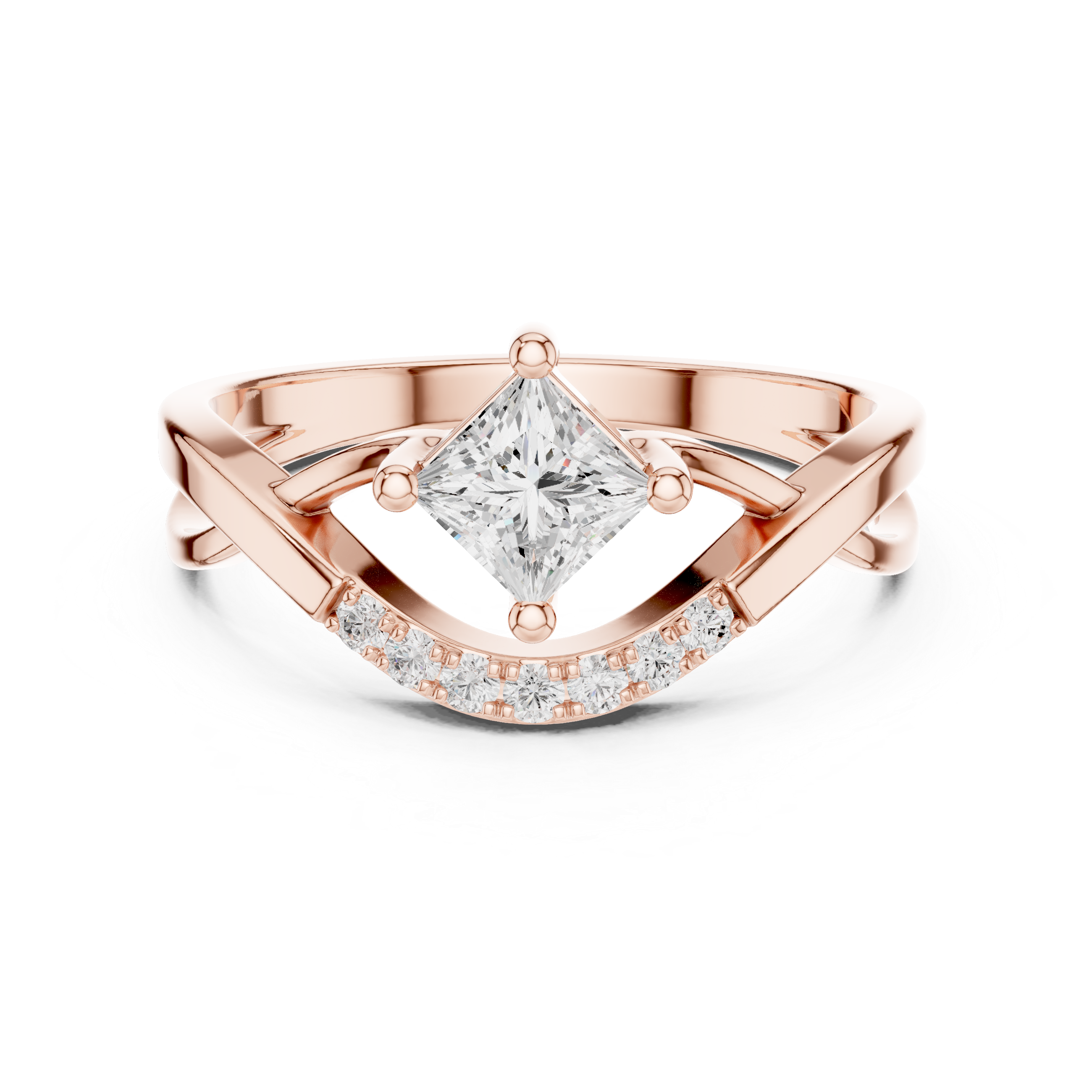 Princess Diamond Bypass Engagement Ring