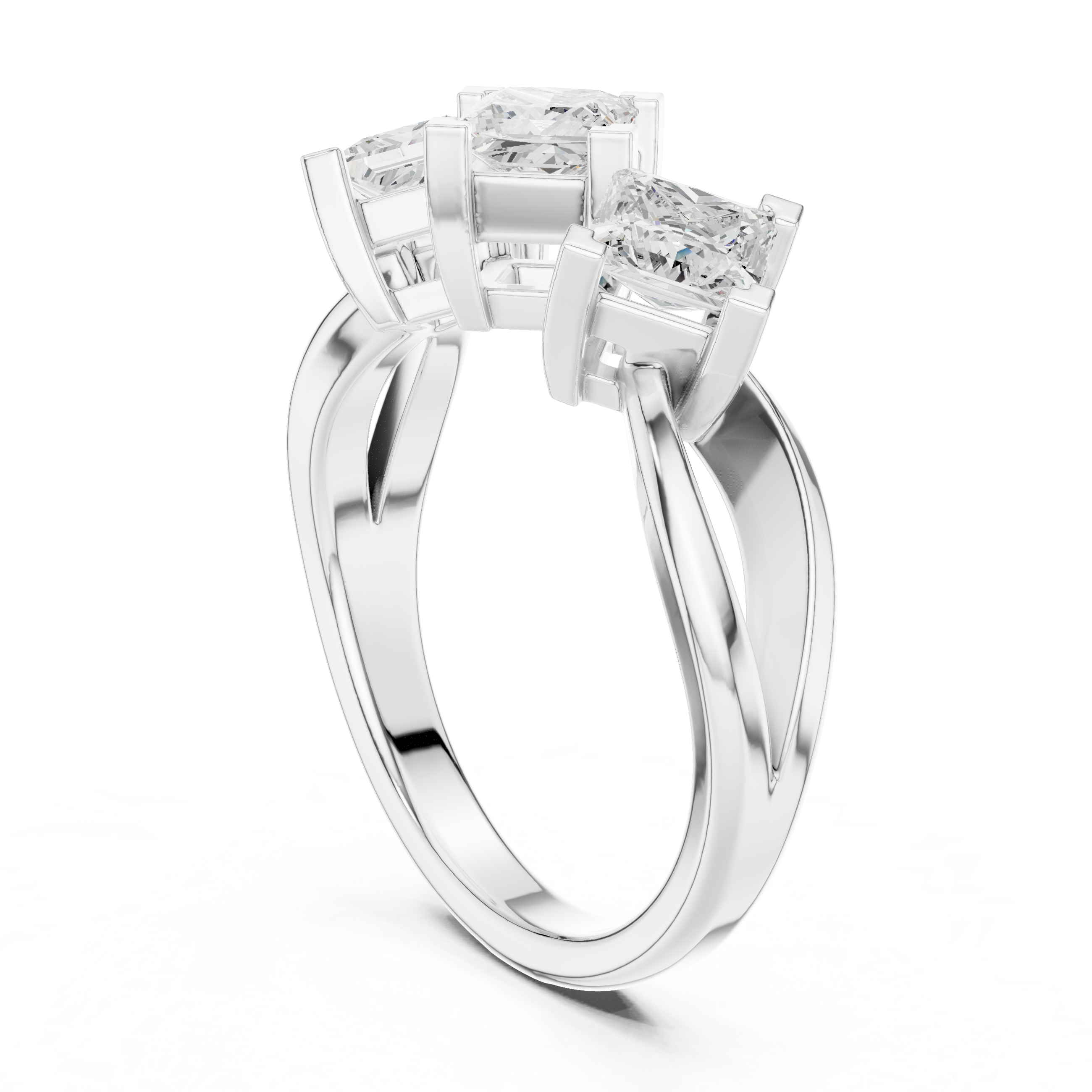 Three Stone Princess Diamond Engagement Ring