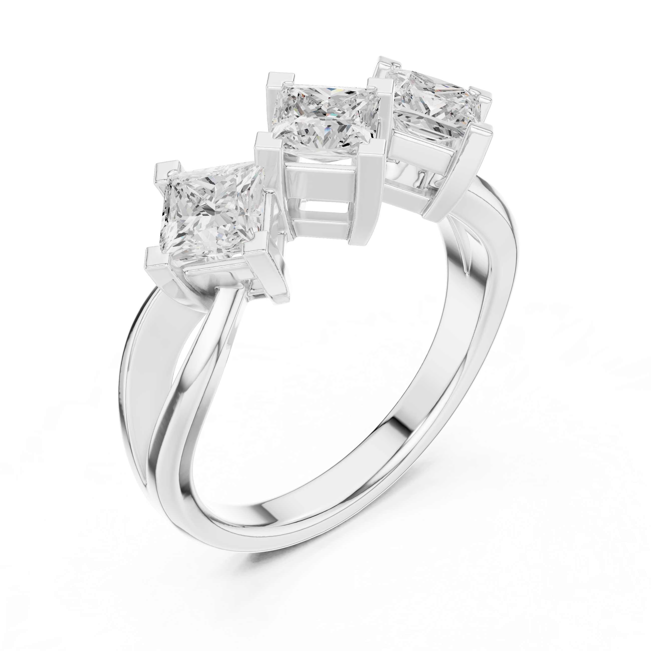 Three Stone Princess Diamond Engagement Ring