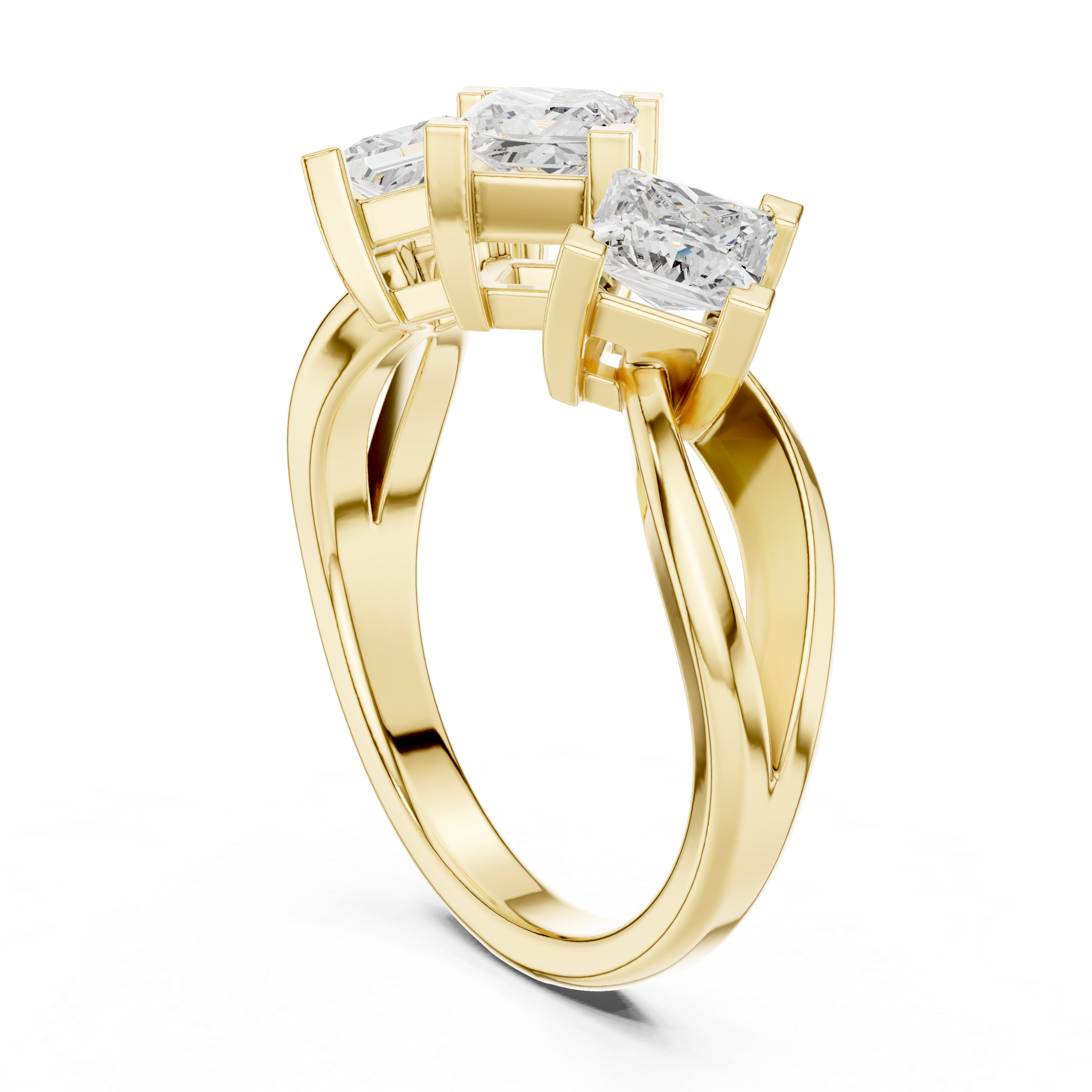 Three Stone Princess Diamond Engagement Ring