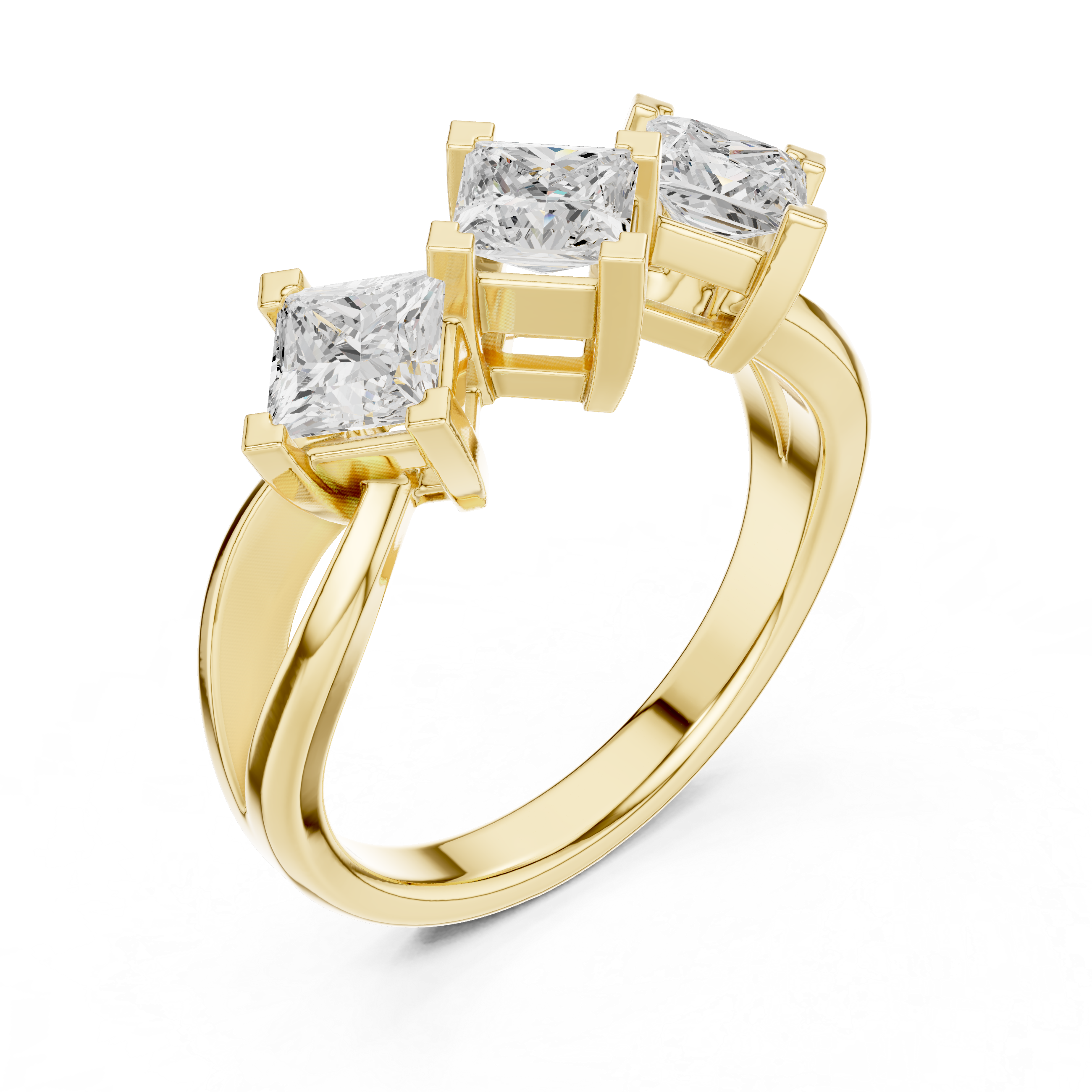 Three Stone Princess Diamond Engagement Ring