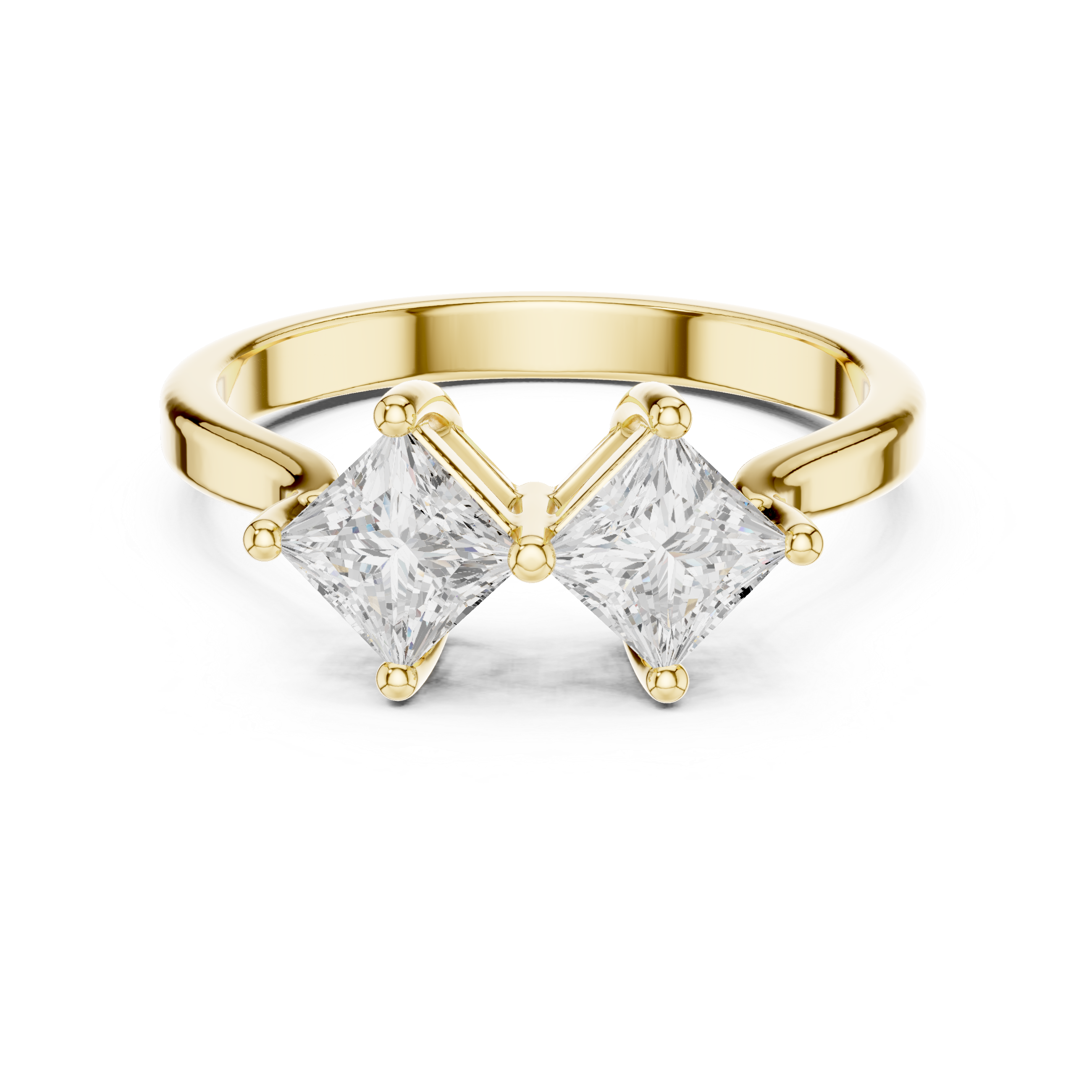 Twin Princess Diamond Engagement Ring
