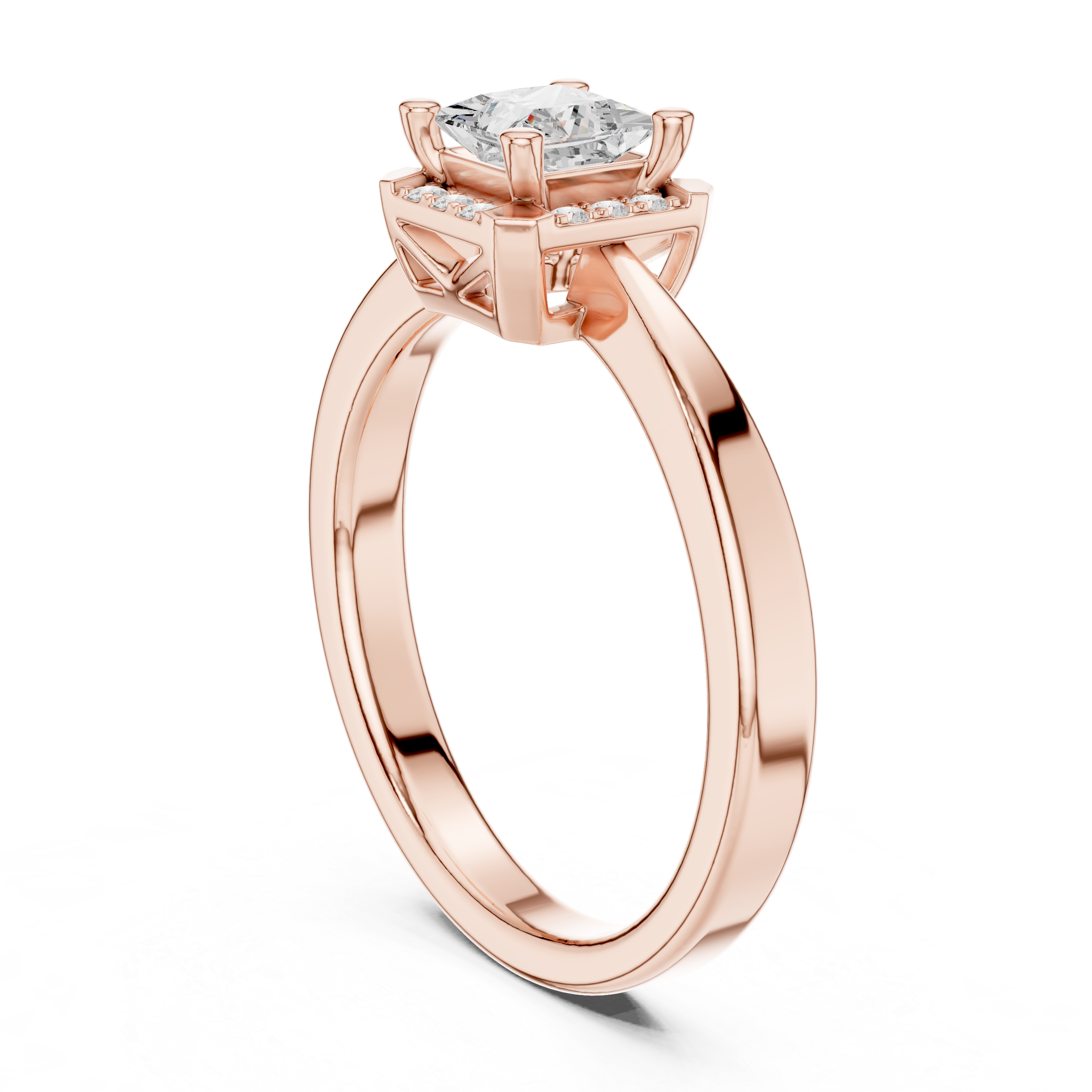 Princess Halo Diamond Engagement Ring