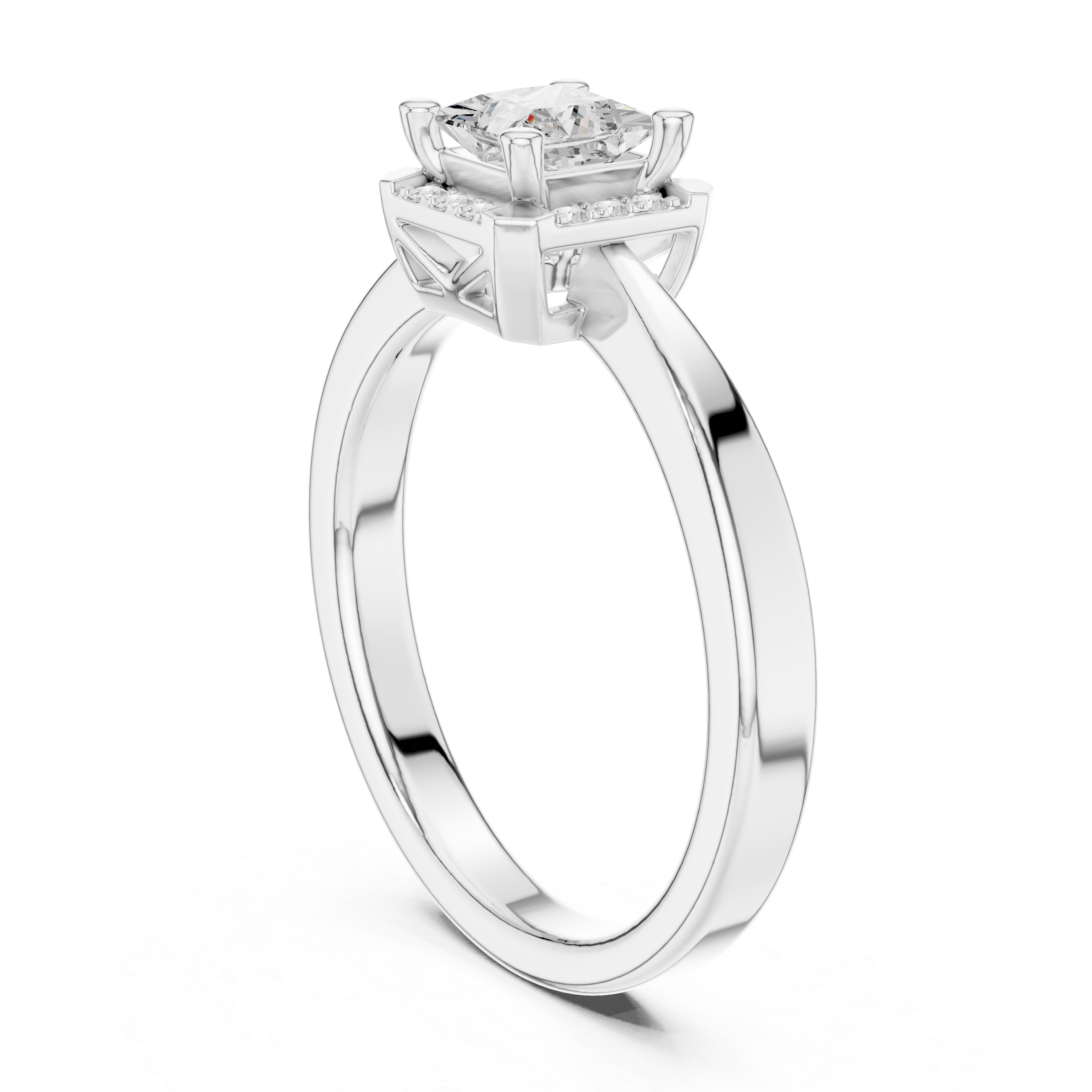 Princess Halo Diamond Engagement Ring