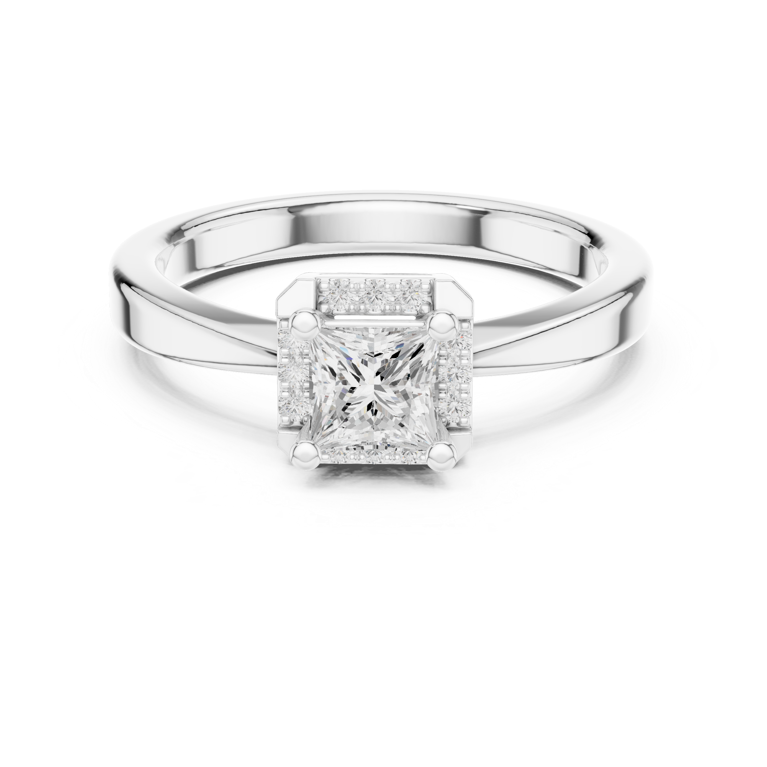 Princess Halo Diamond Engagement Ring