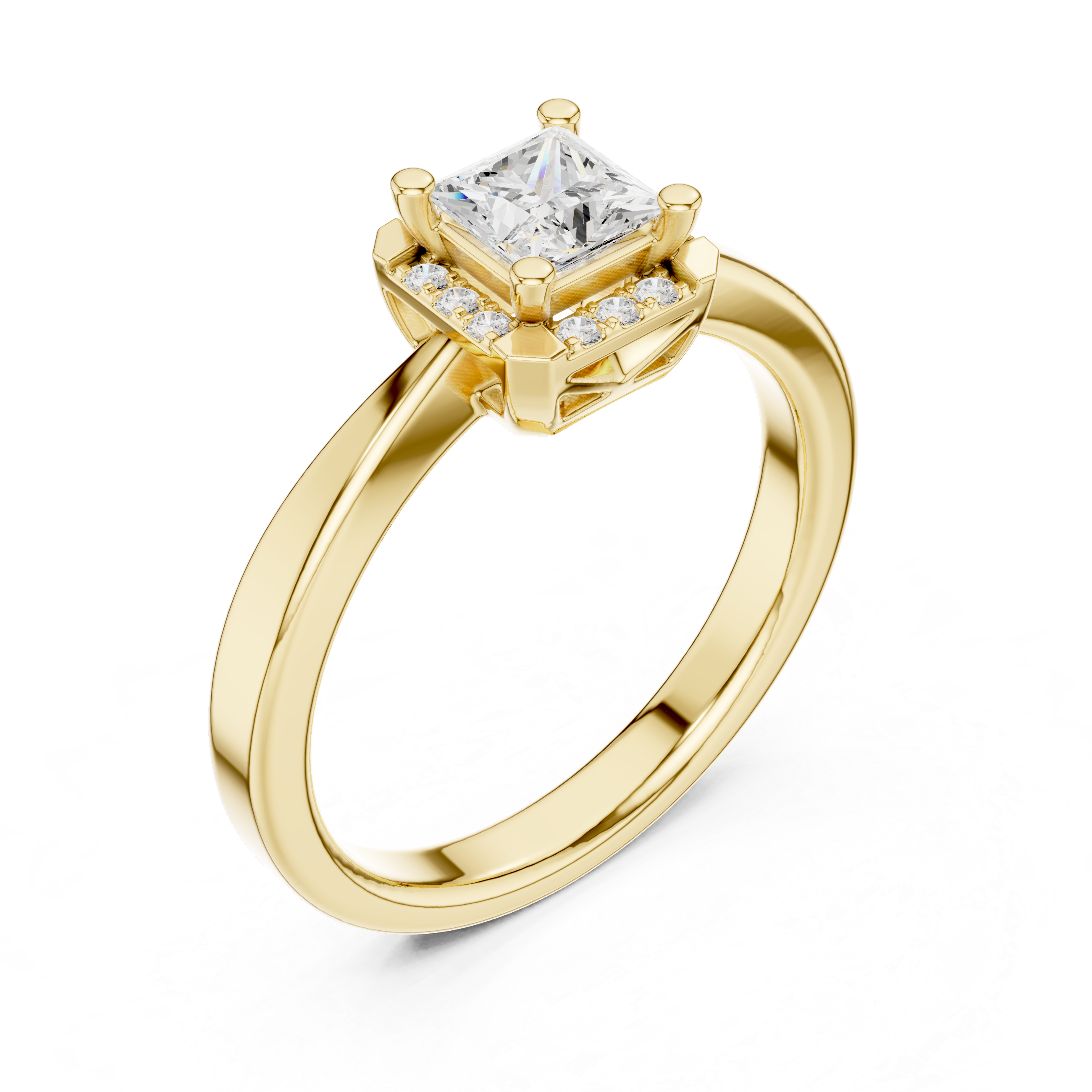 Princess Halo Diamond Engagement Ring