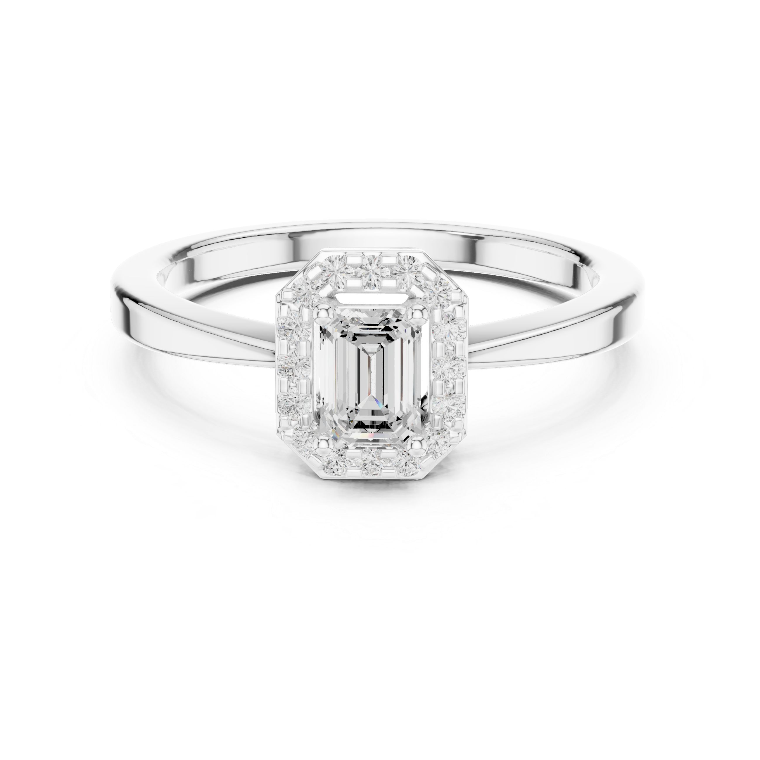 Emerald Halo Diamond Engagement Ring